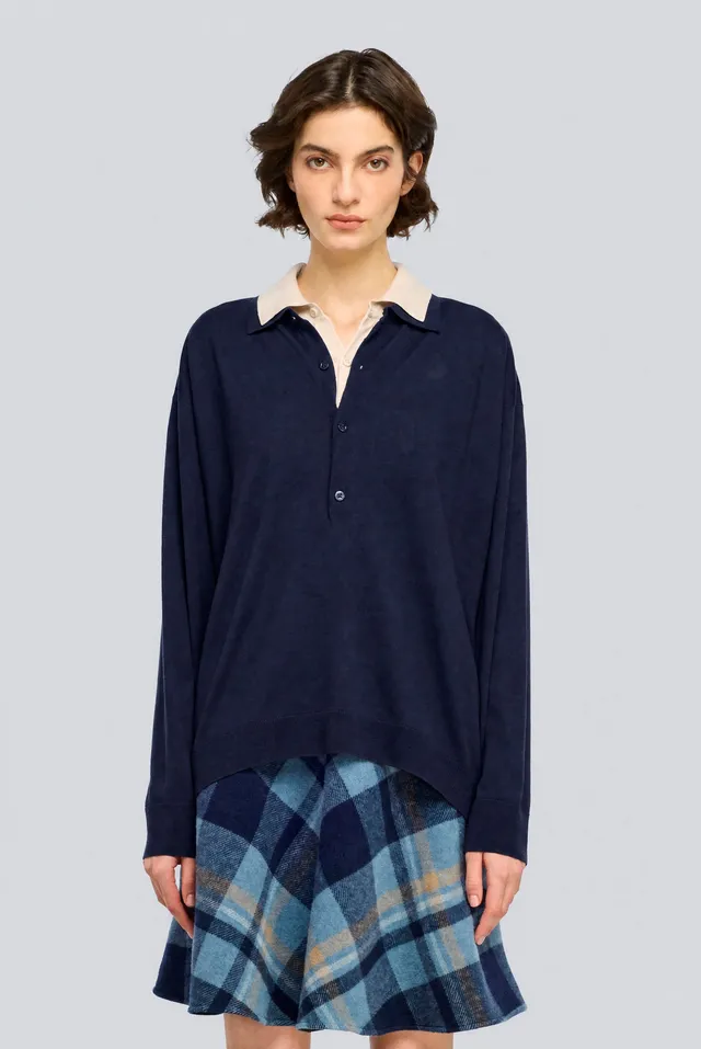 Semicouture Cassie polo canyon lana doppio collo