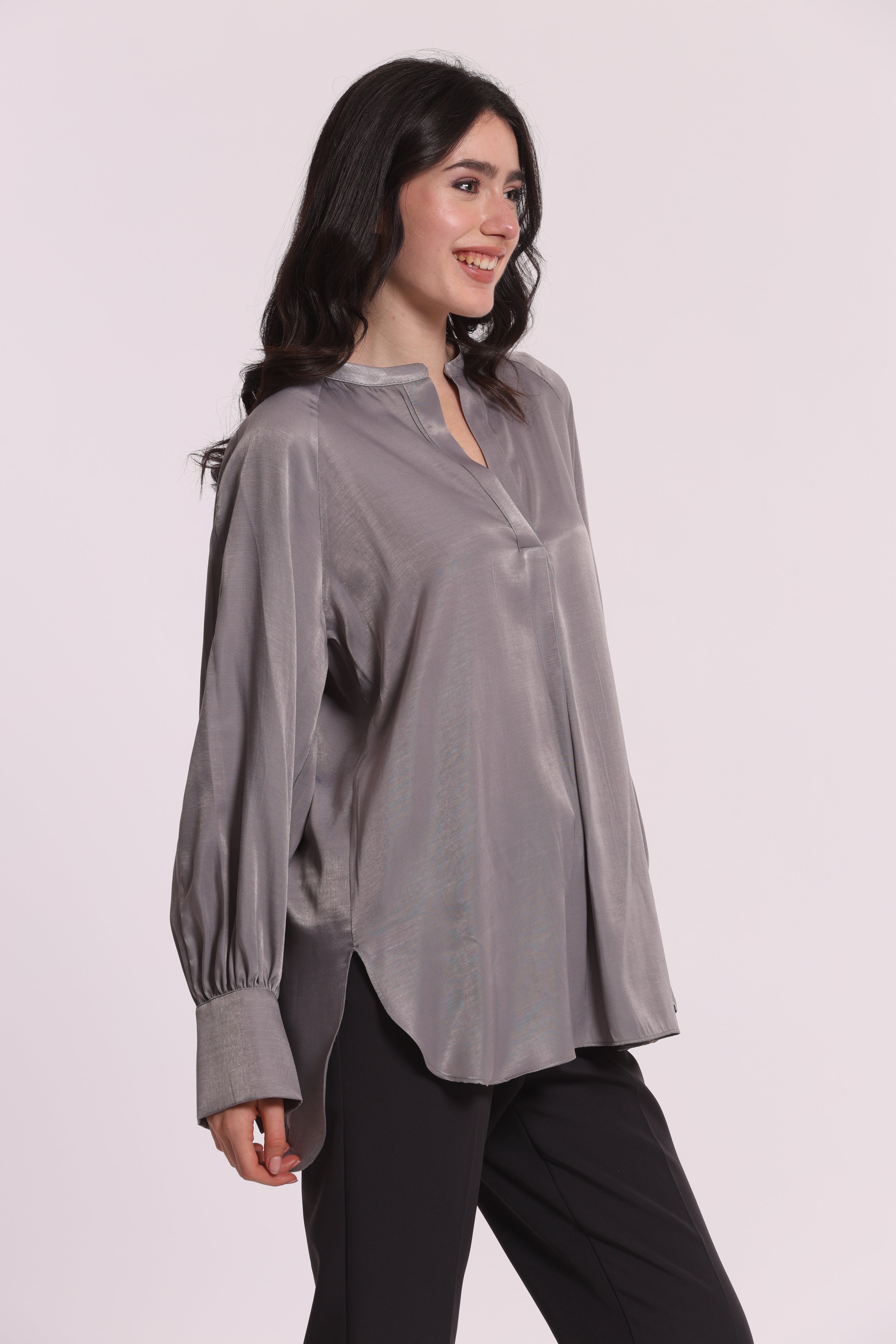 Mimi Mua Blusa Scollo a V Mano Seta blusa nero