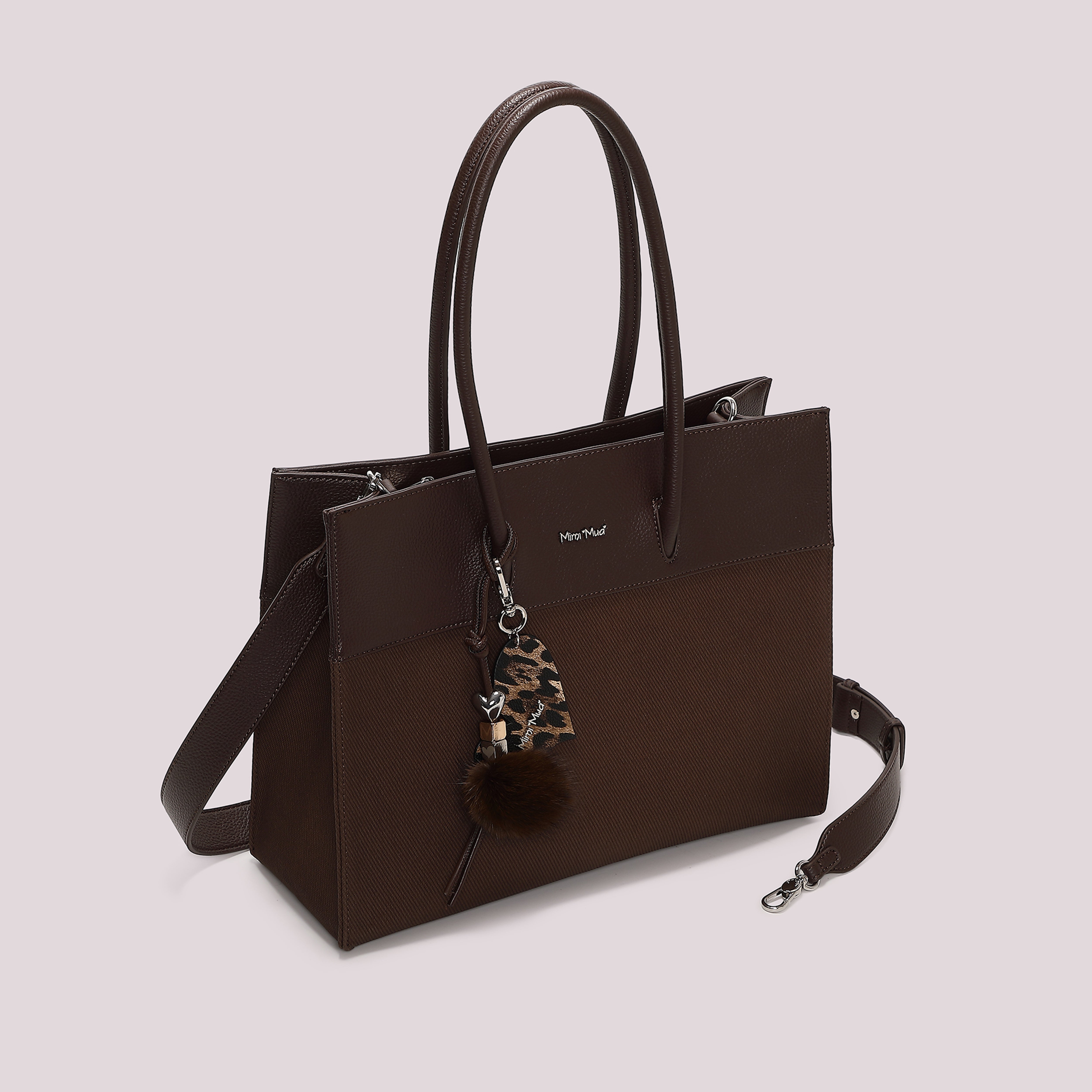 Mimi Mua Tote Borsa Shopper Nera con Charm Cuore