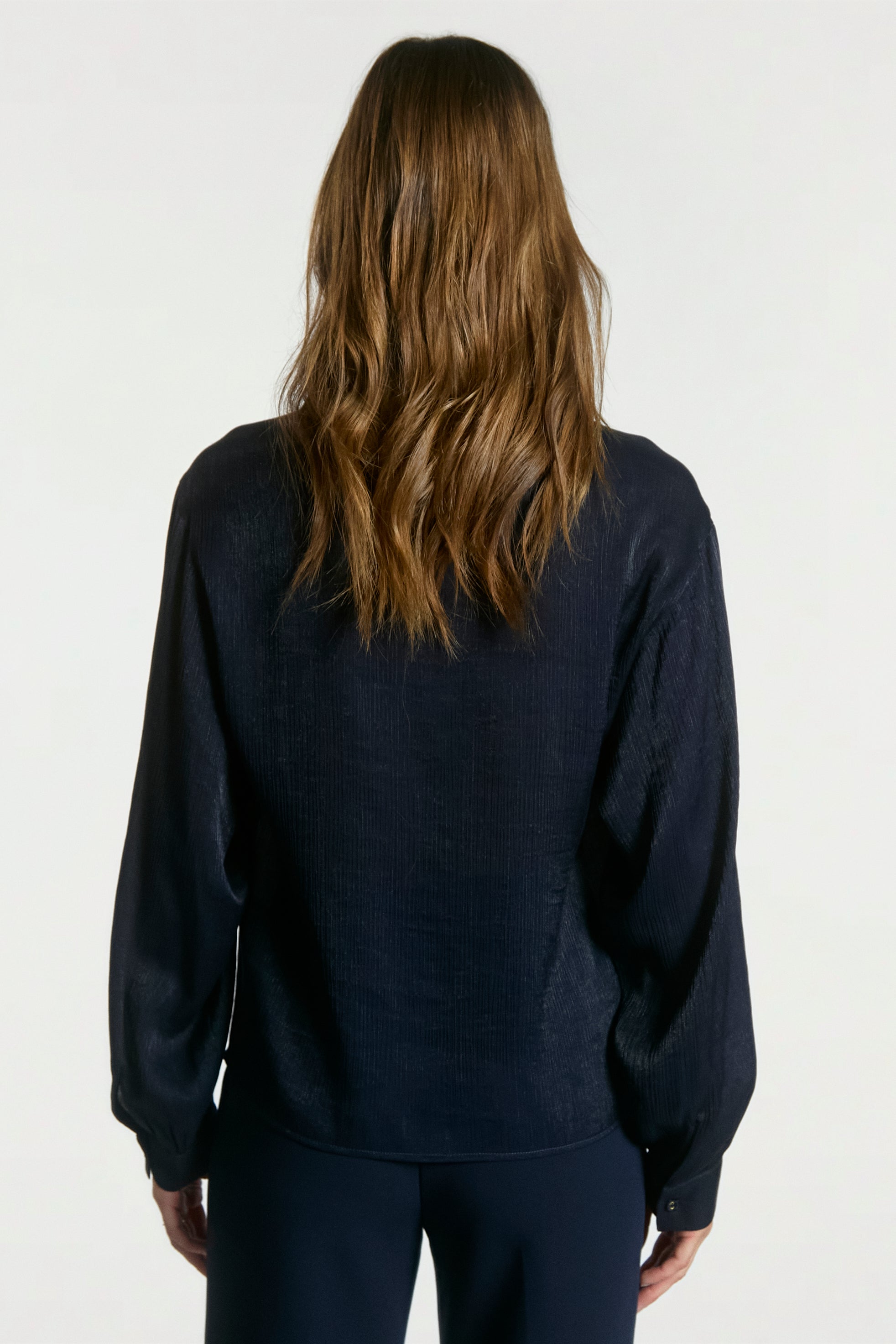 Aaiko Liv camicia blu night blue metallizzata