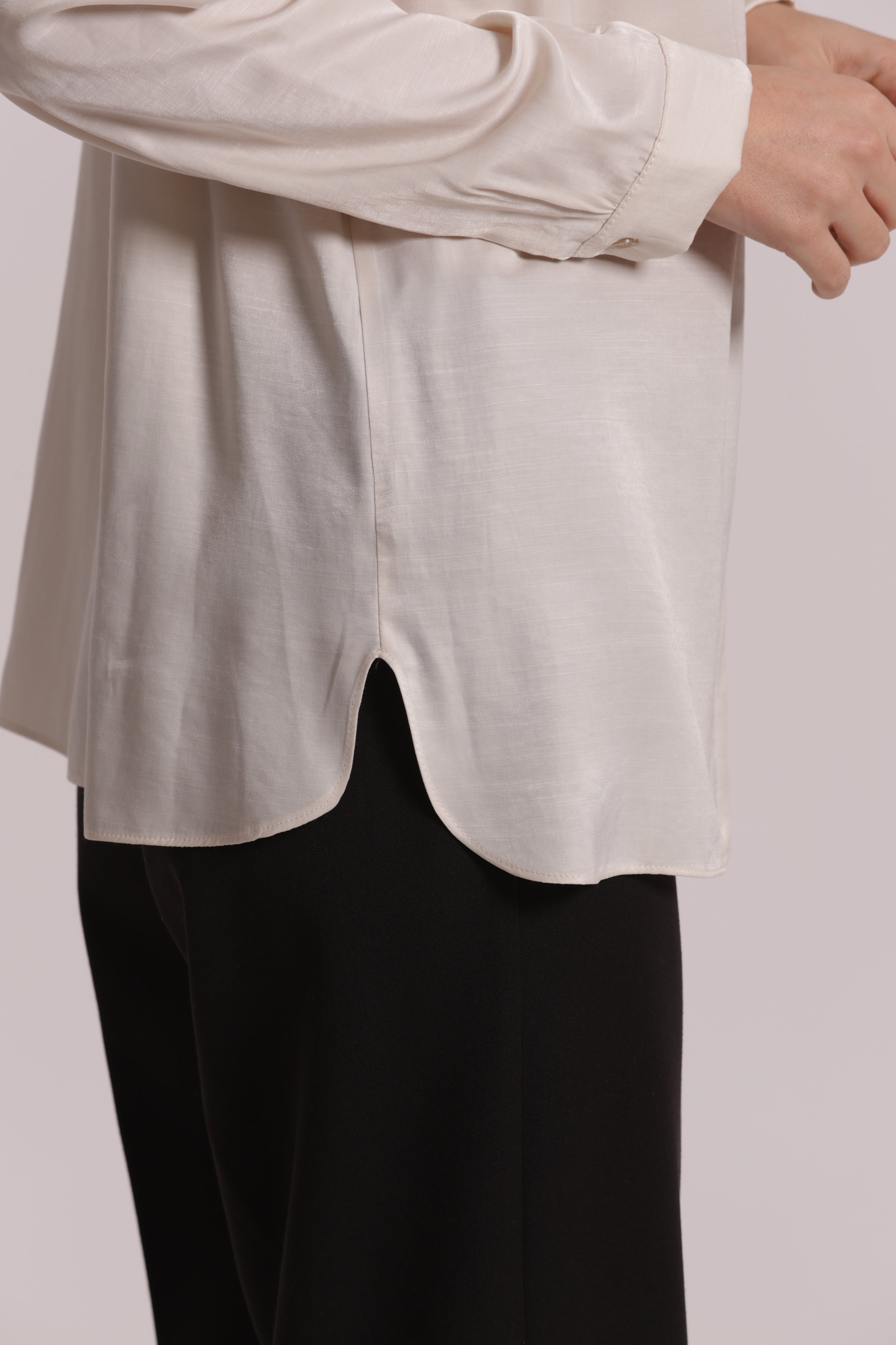 Mimi Mua Camicia Uomo Mano Seta viscosa nera