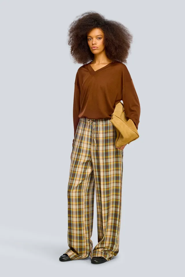 Semicouture Selene pantalone check canyon-nuvola