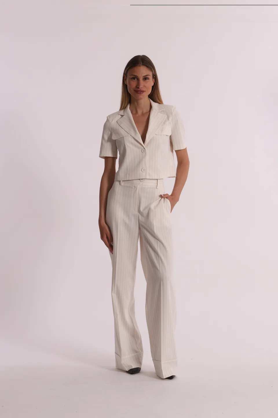 Mimi Mua Palazzo Gessato Pantaloni Gamba Larga