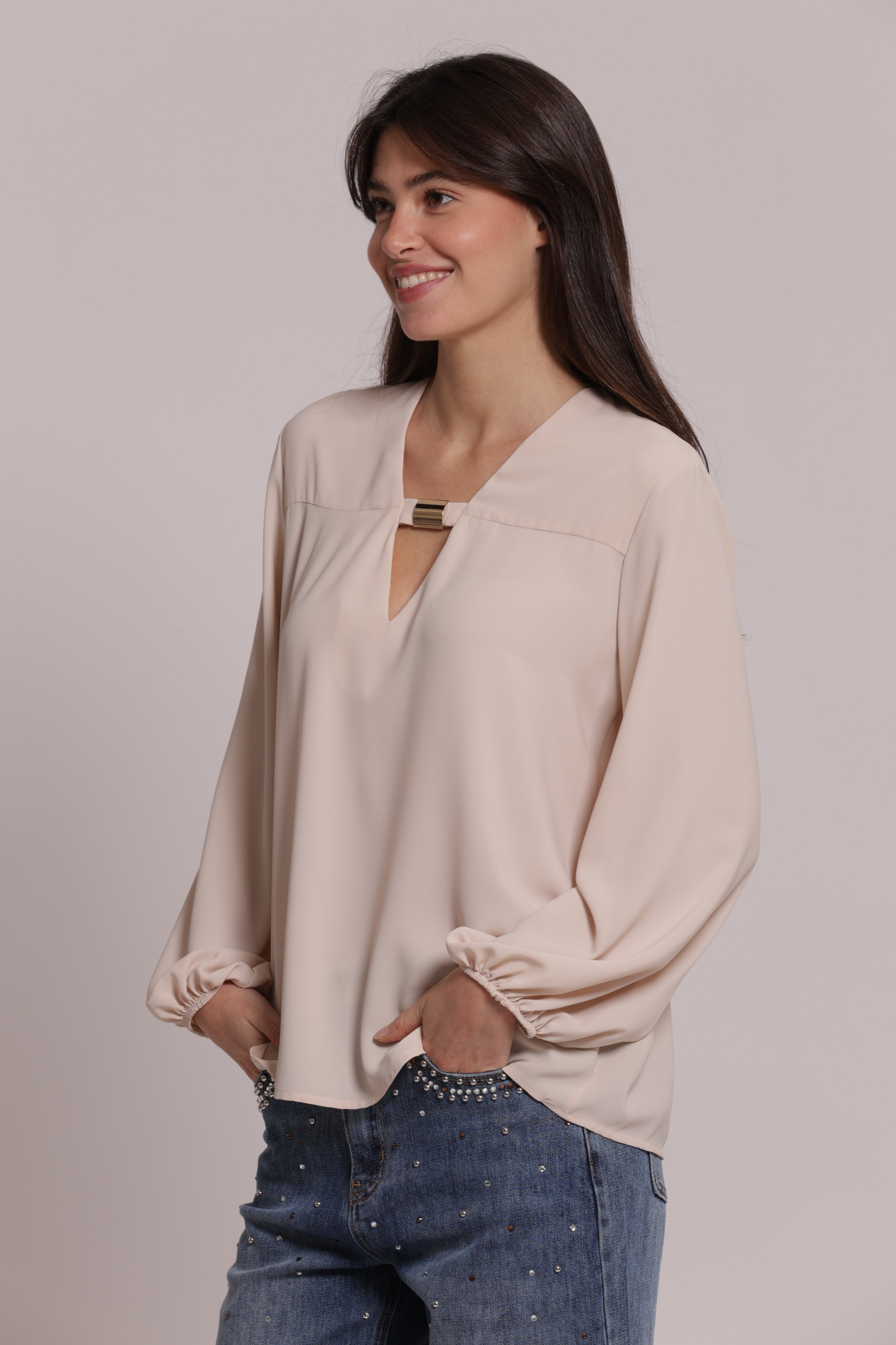 Mimi Mua Silkhand con Dettaglio blusa nero
