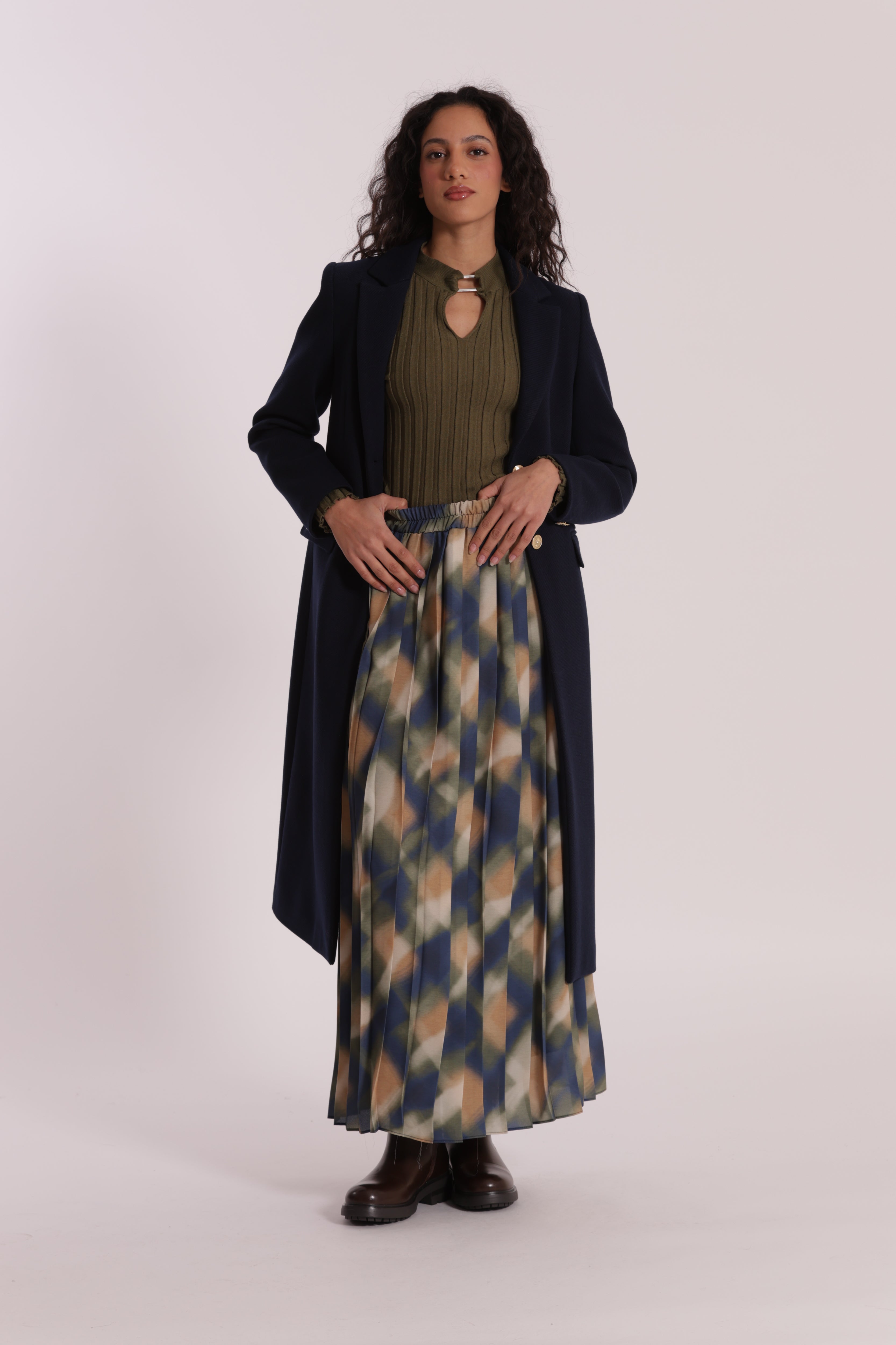 Mimi Mua Cappotto Lungo Diagonale Nero