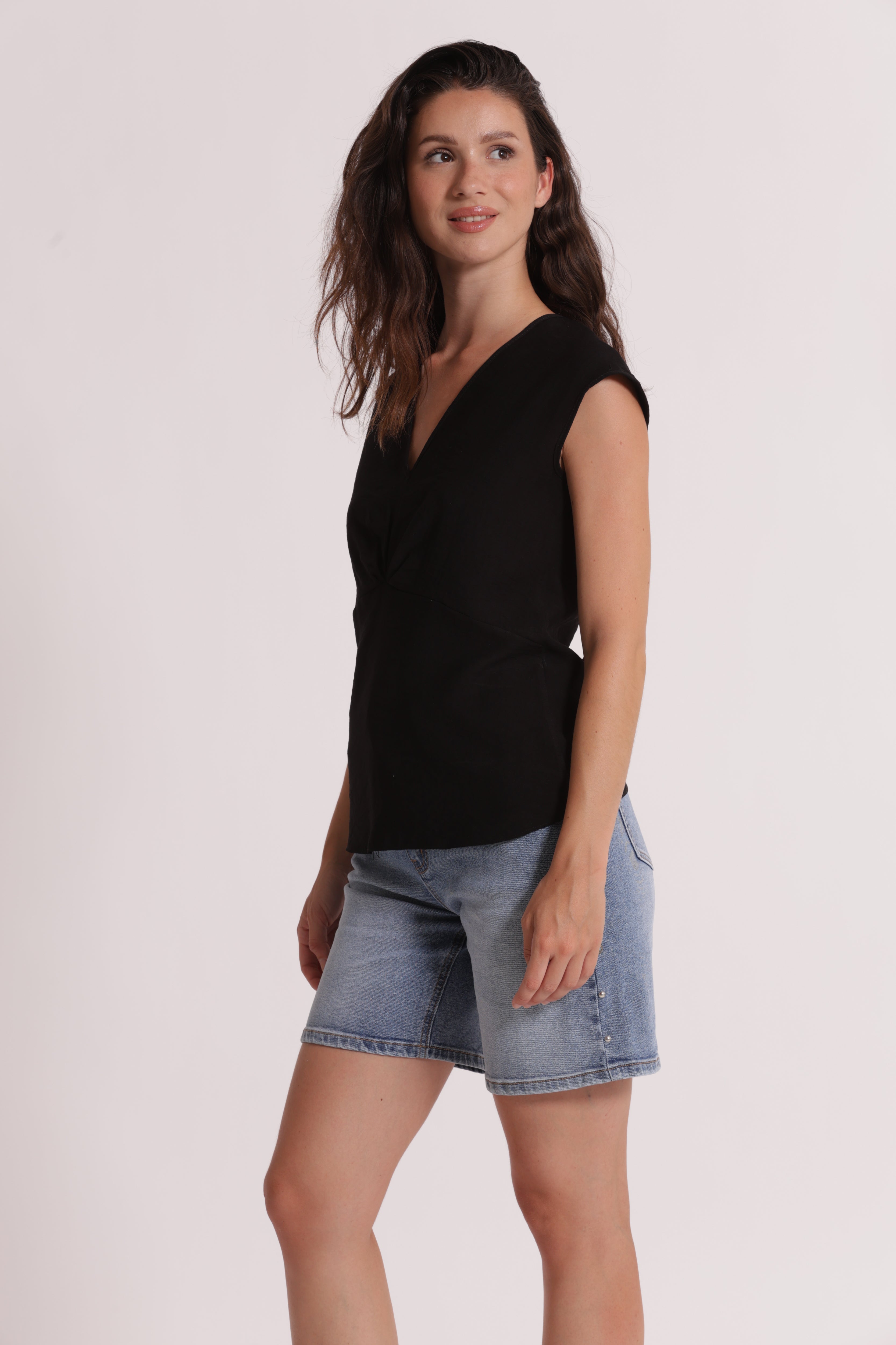 Mimi Mua Viscosa blusa bianco manica lunga