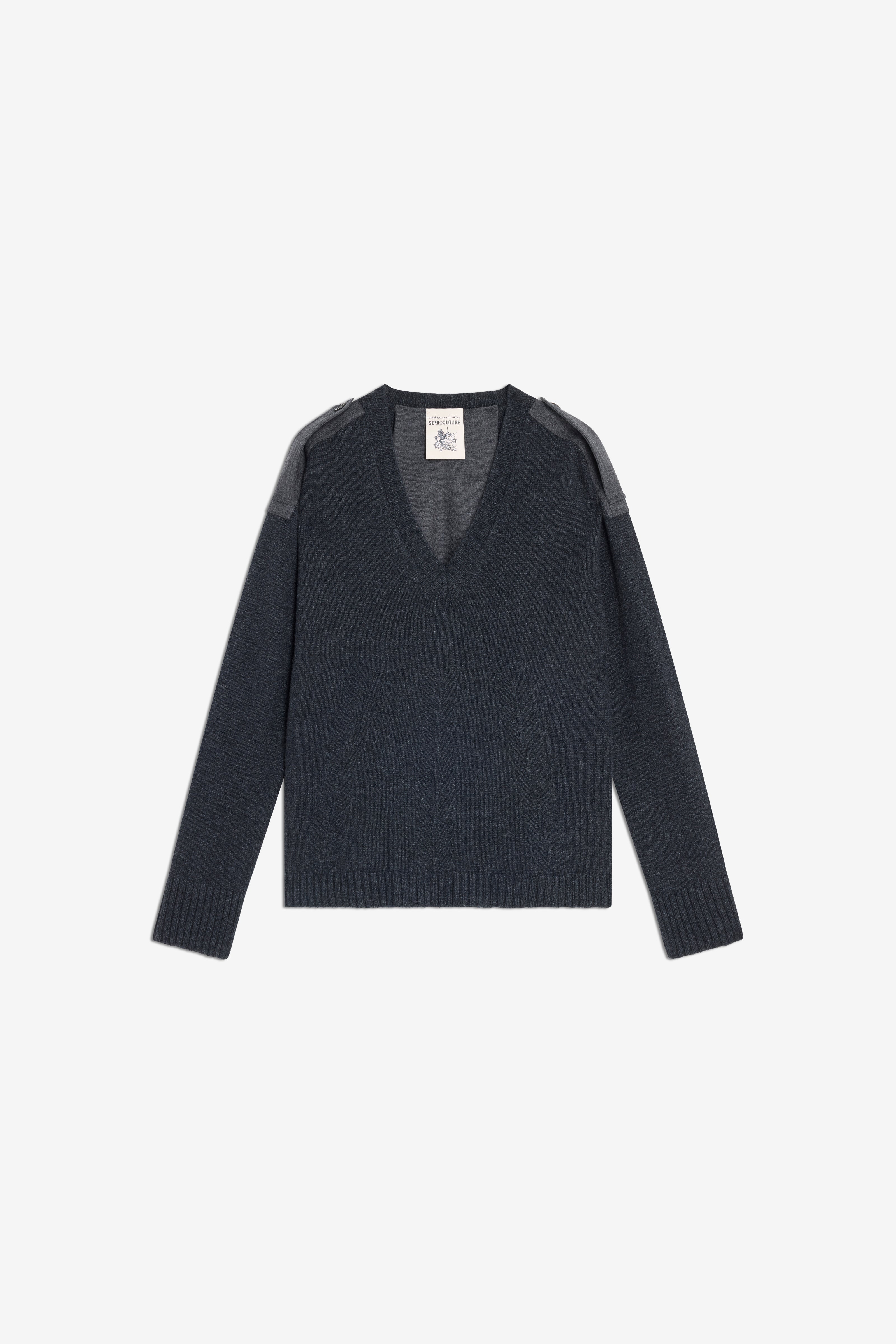 Semicouture Brandie maglia scollo a V merinos nera