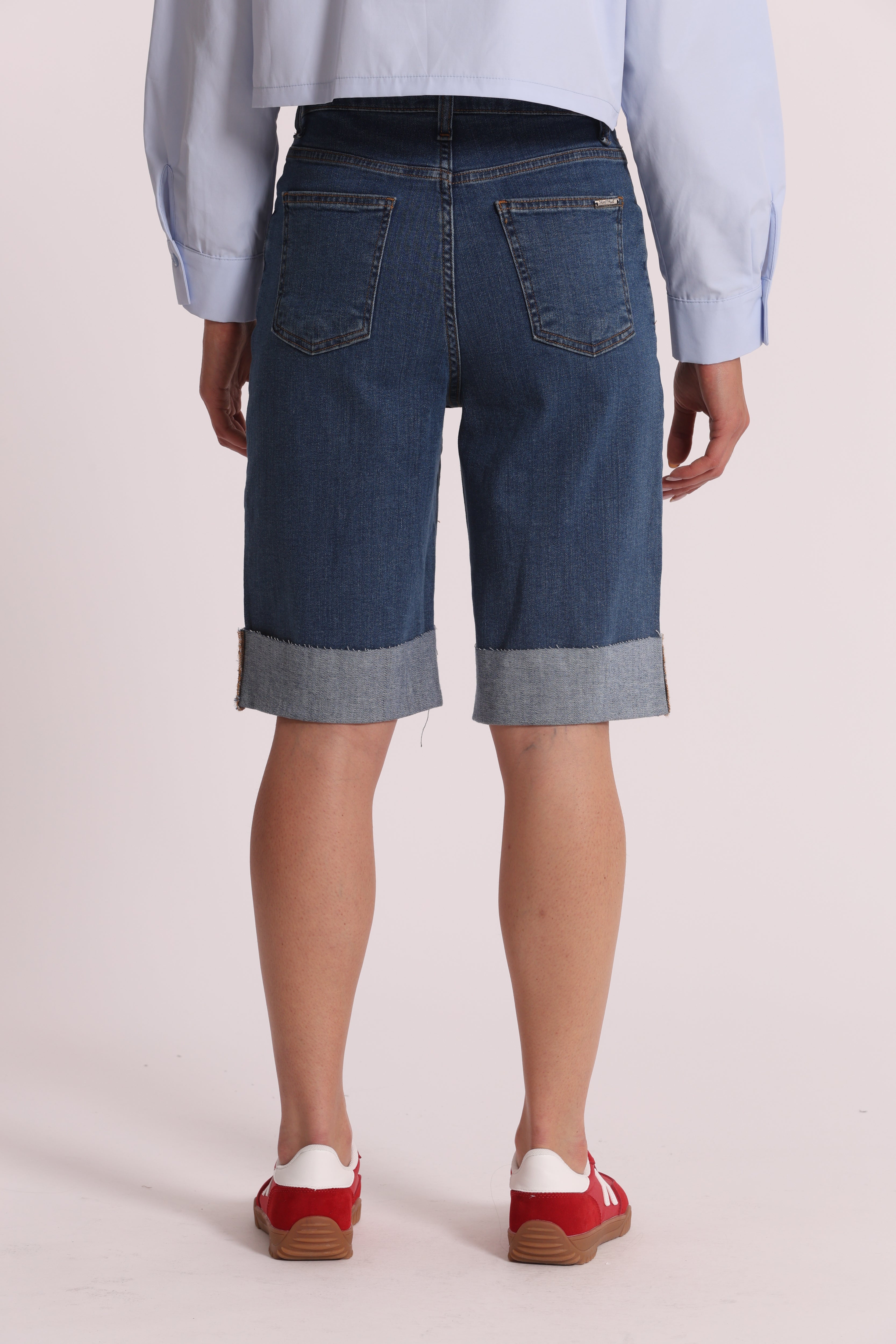 Mimi Mua Jeans Bermuda Bull Bianco Cotone Elasticizzato