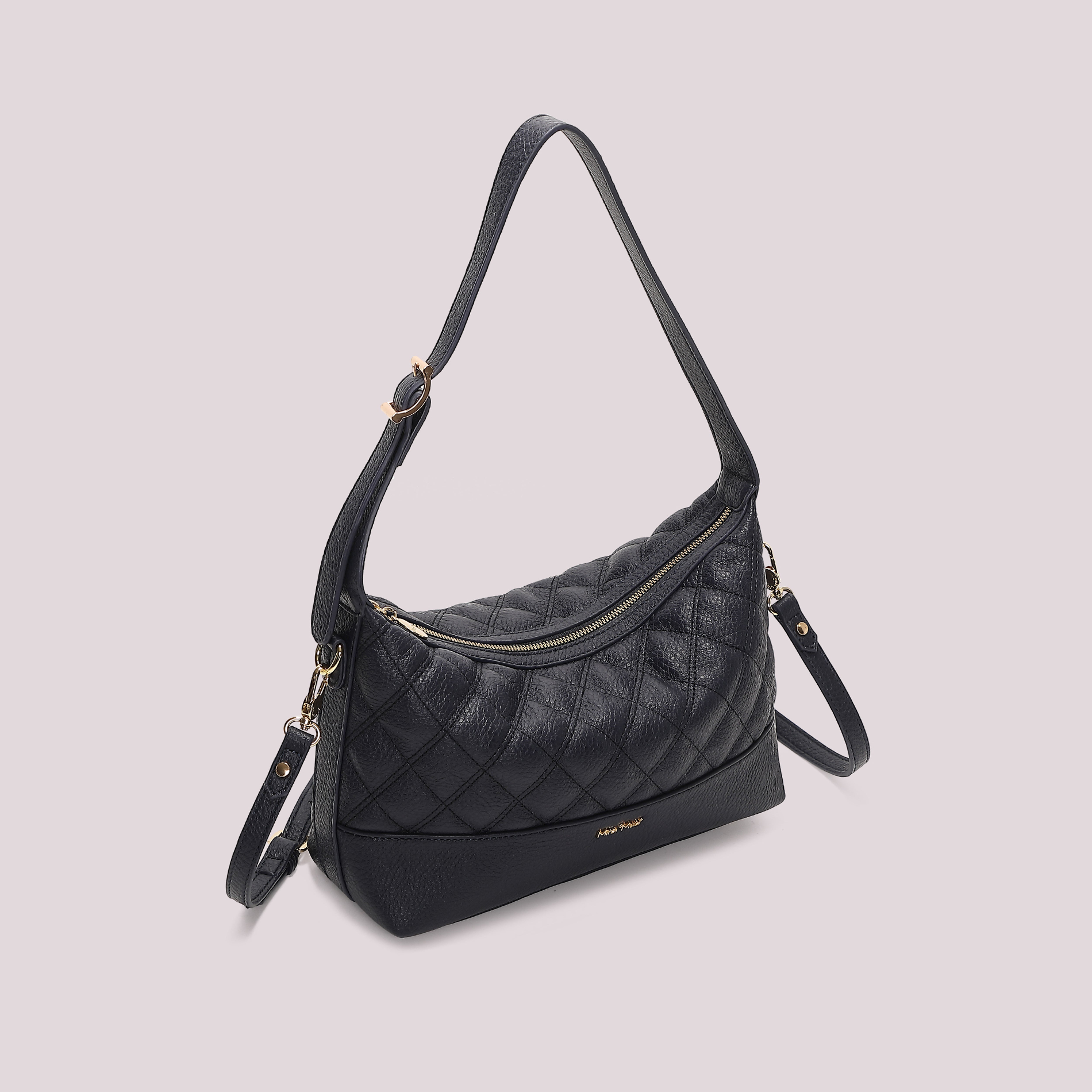 Mimi Mua Borsa a Spalla Trapuntata Base Liscia nero