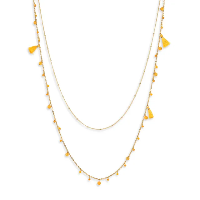 On Earth Colour collana 70 cm gialla ottone vetro