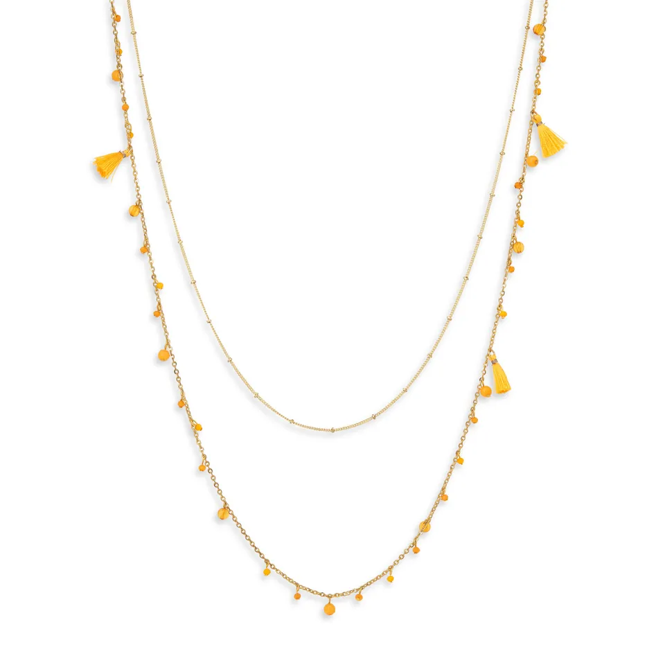 On Earth Colour collana 70 cm gialla ottone vetro