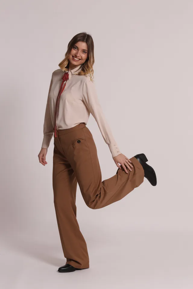 Mimi Mua Palazzo Vanz Pantalone Nero a Gamba Larga