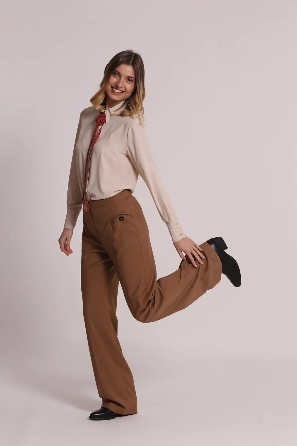 Mimi Mua Palazzo Vanz Pantalone Nero a Gamba Larga