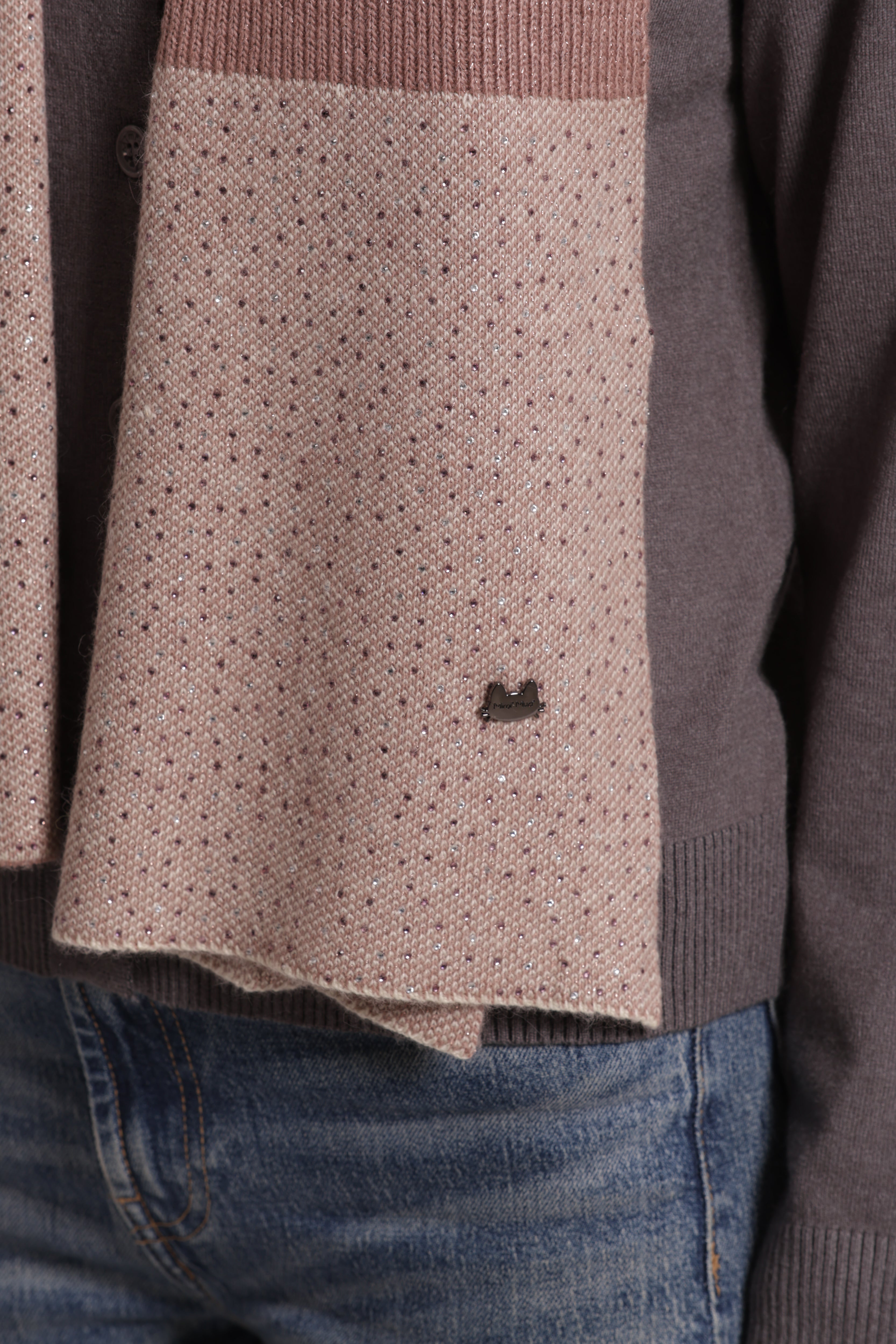 Mimi Mua Sciarpa con Strass Nera Misto Viscosa