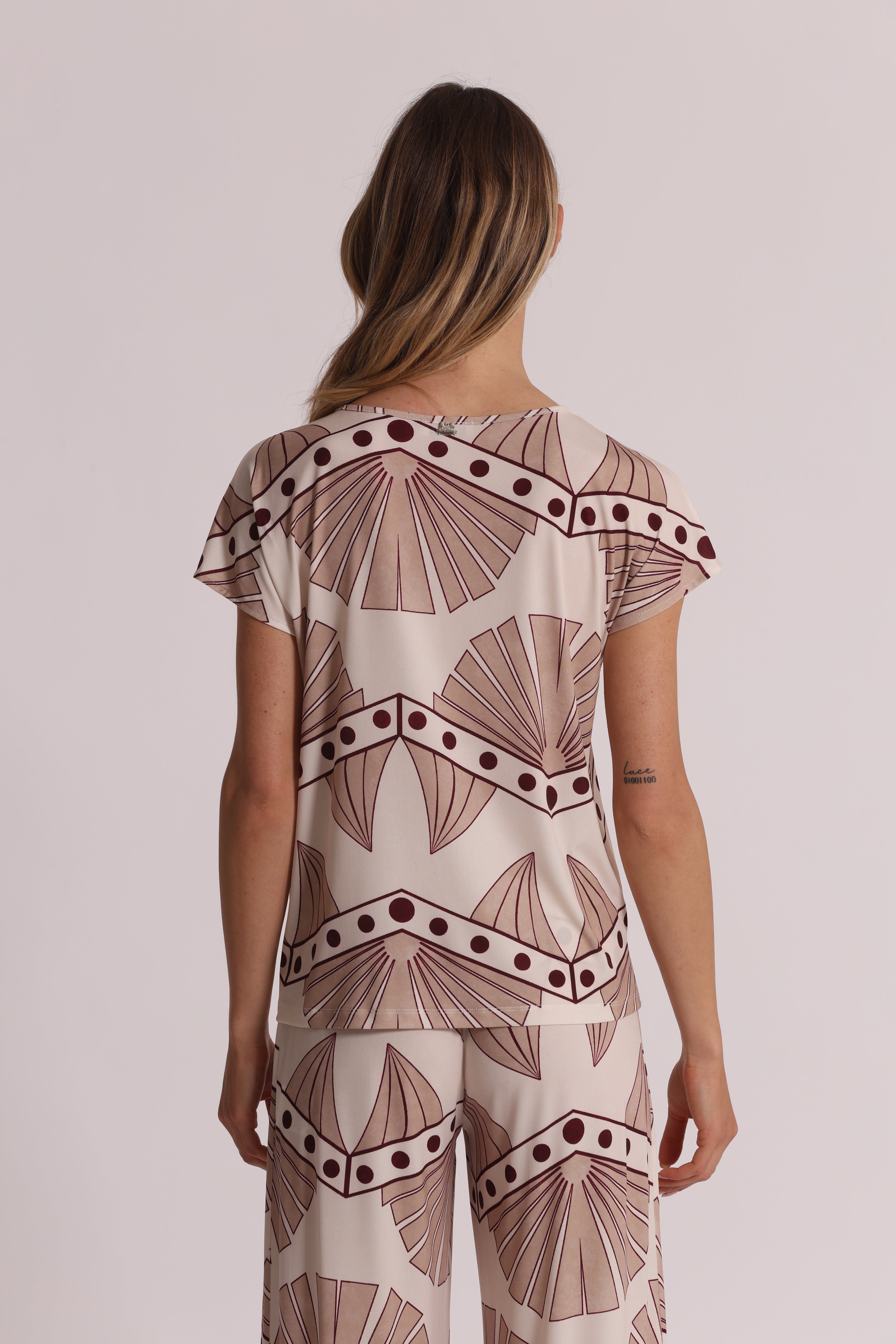 Mimi Mua Blusa Maniche Corte ITY Camicetta Panna