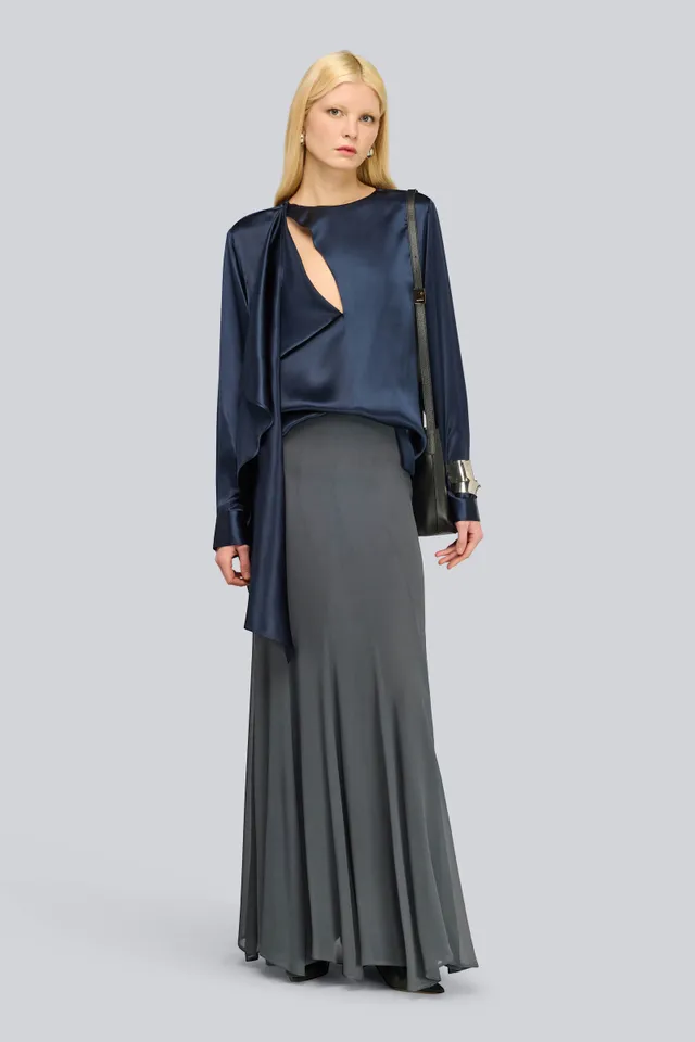 Semicouture Rexanne blusa raso seta blu notte
