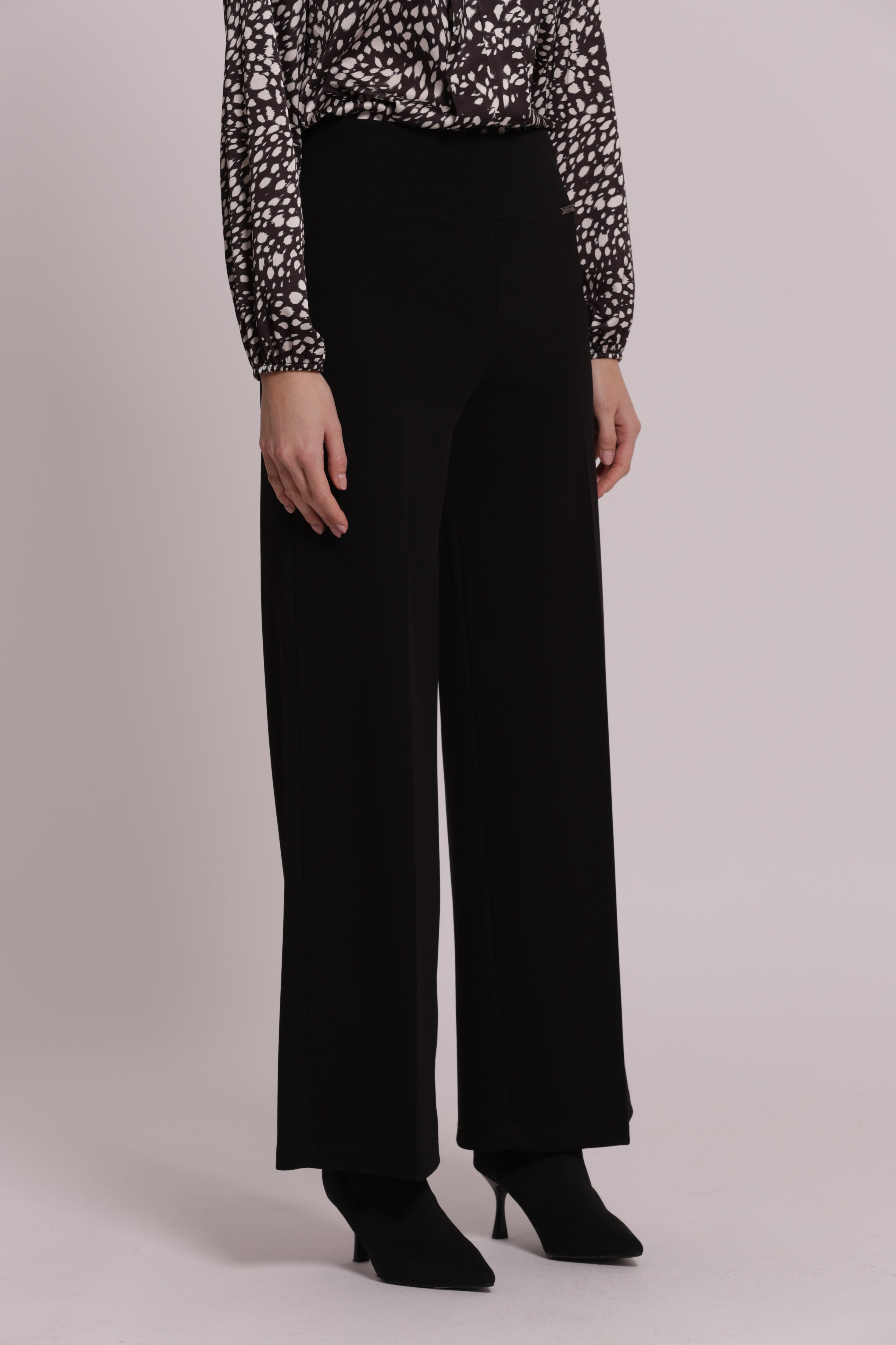 Mimi Mua Pantalone Palazzo Scuba Crepe Nero