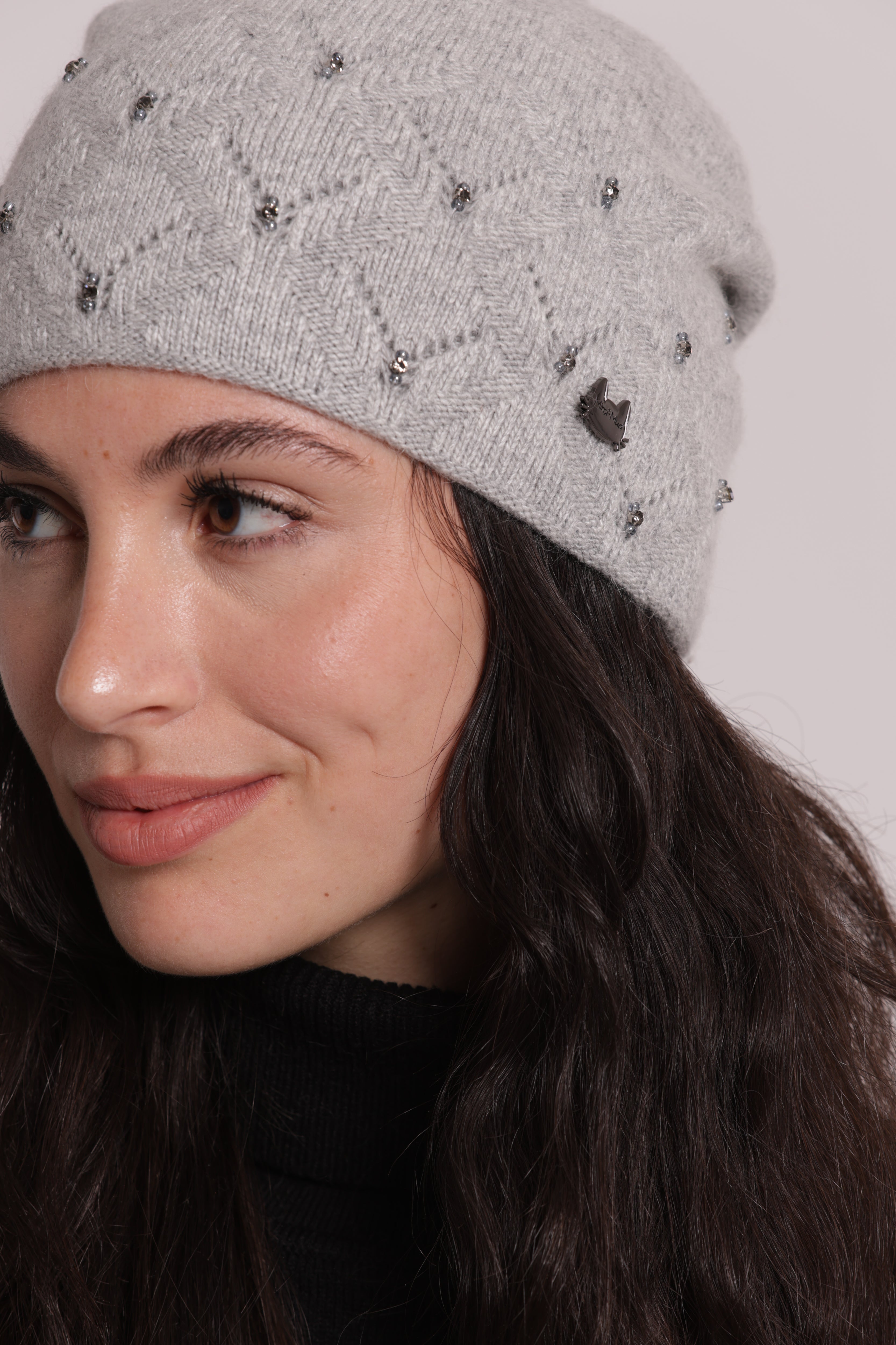 Mimi Mua Berretto Borchiette Strass Bianco cappello