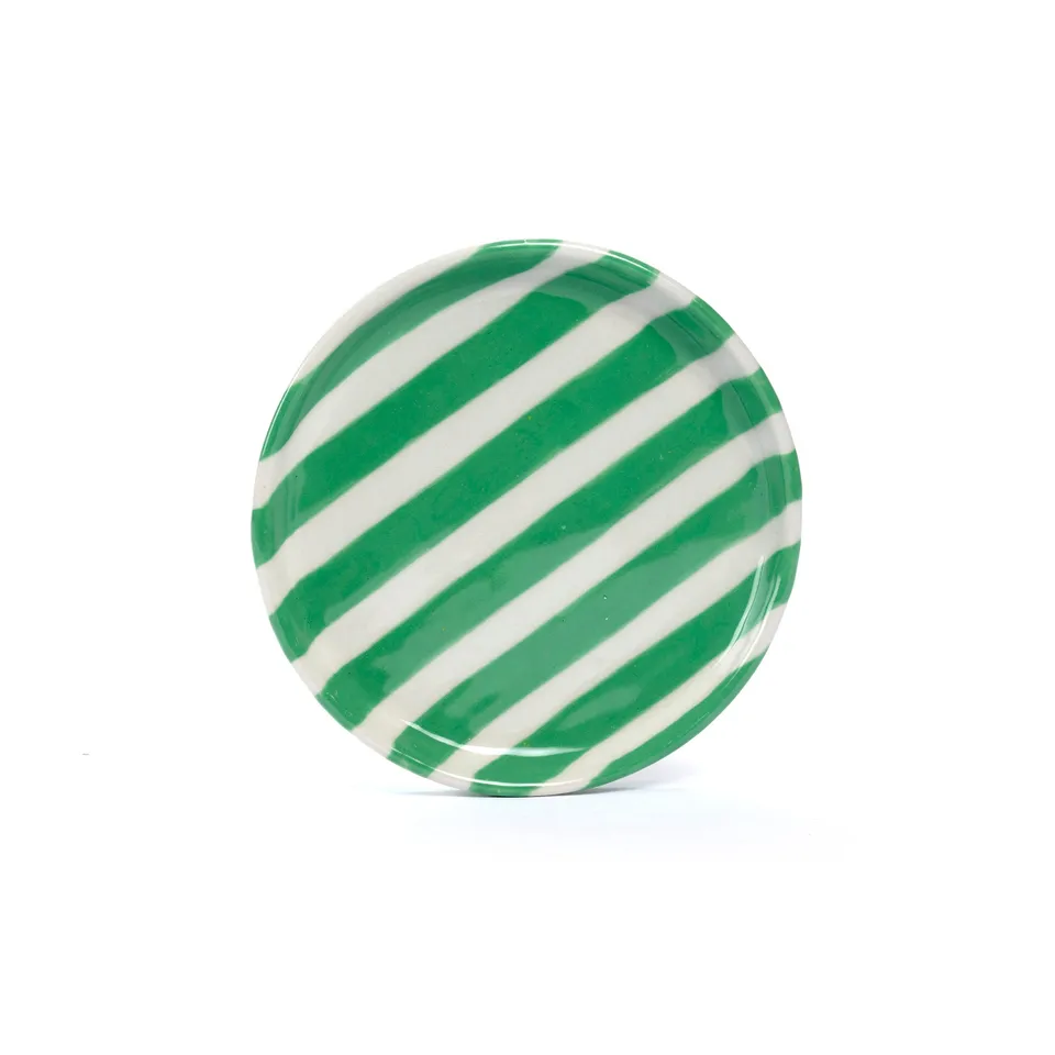 On Earth Cooperative Collection Righe piattino ceramica verde 13,5