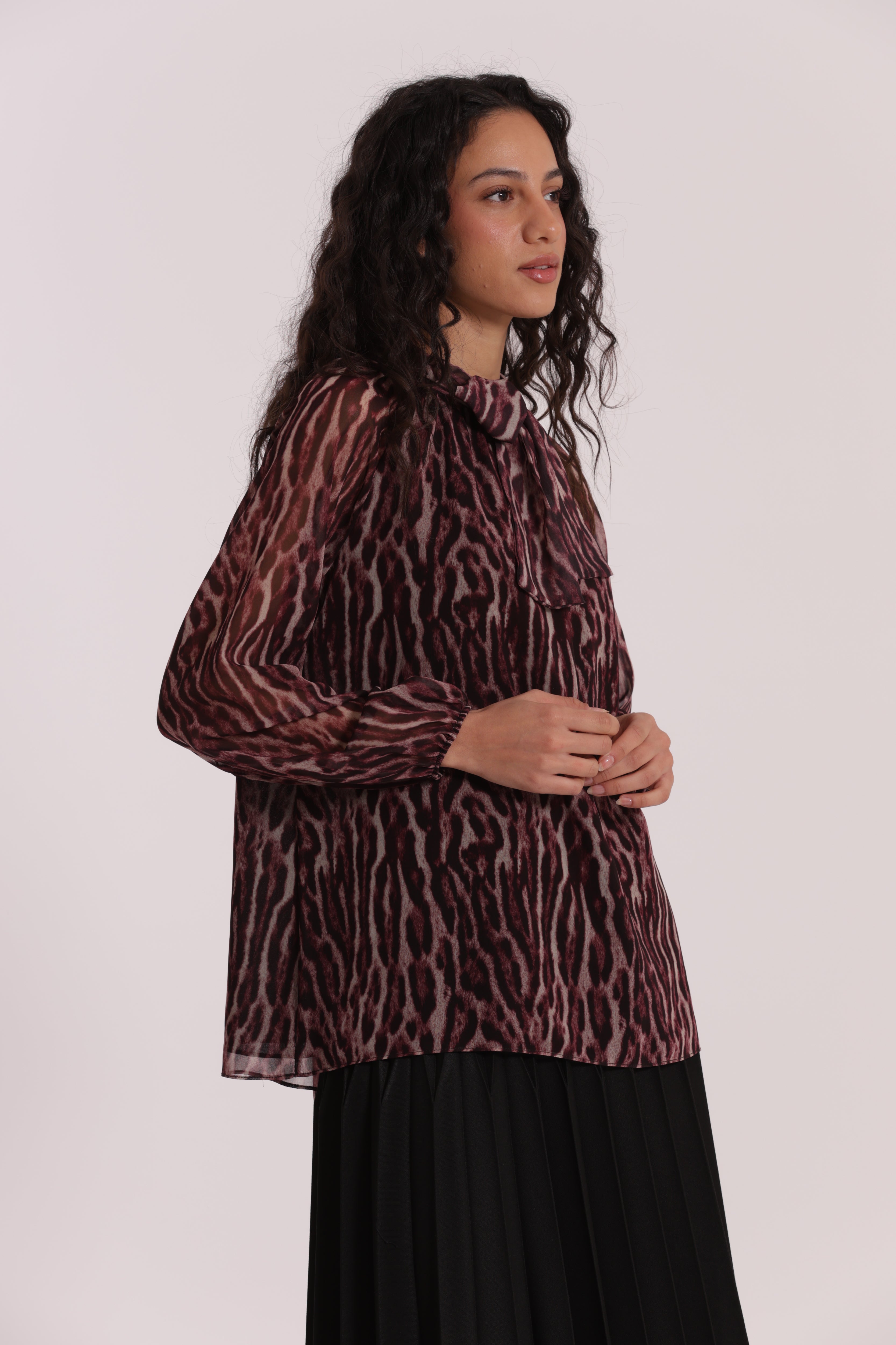 Mimi Mua Blusa con Fusciacca blusa animalier burgundy
