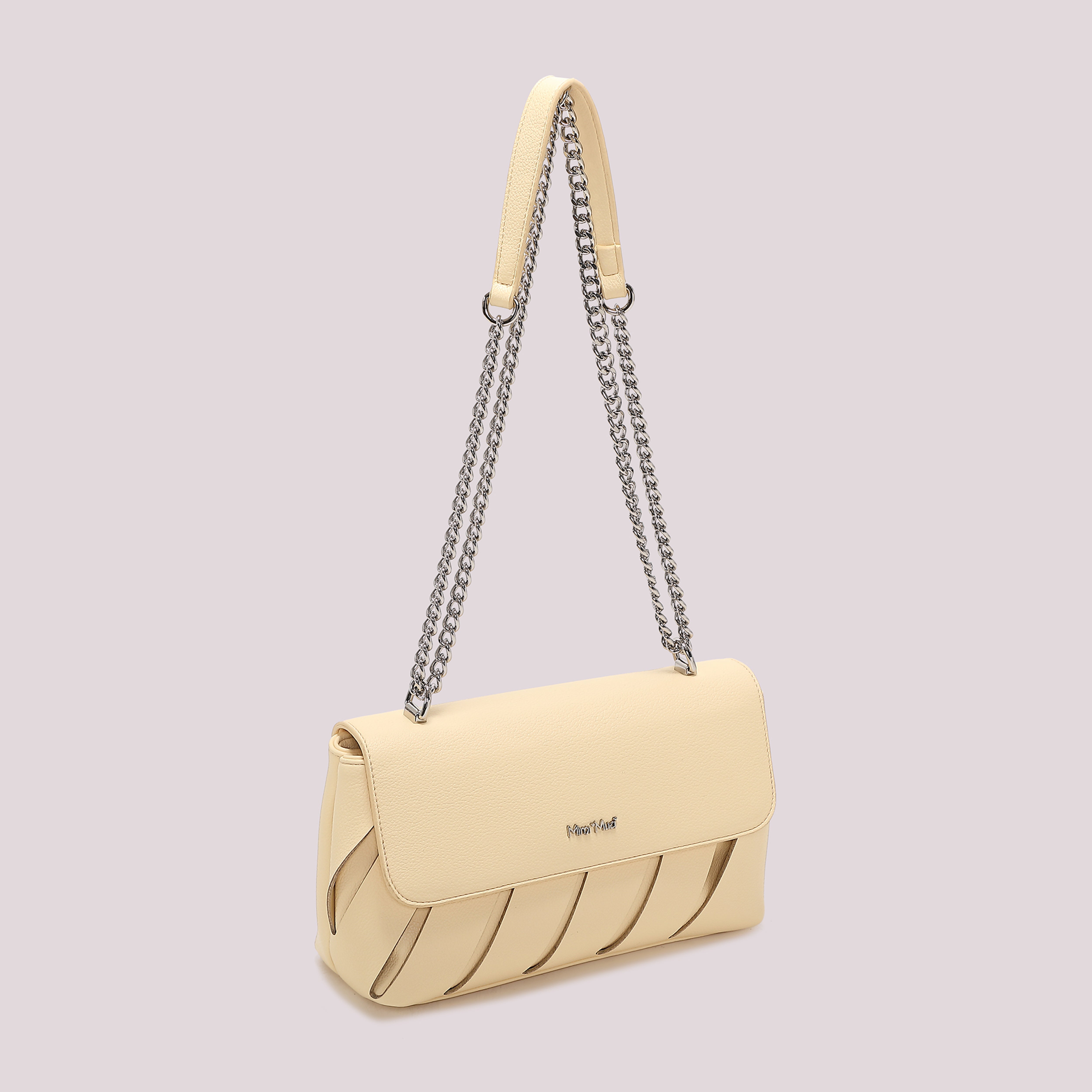 Mimi Mua Borsa Tracolla Tagli Diagonali Panna Ecopelle