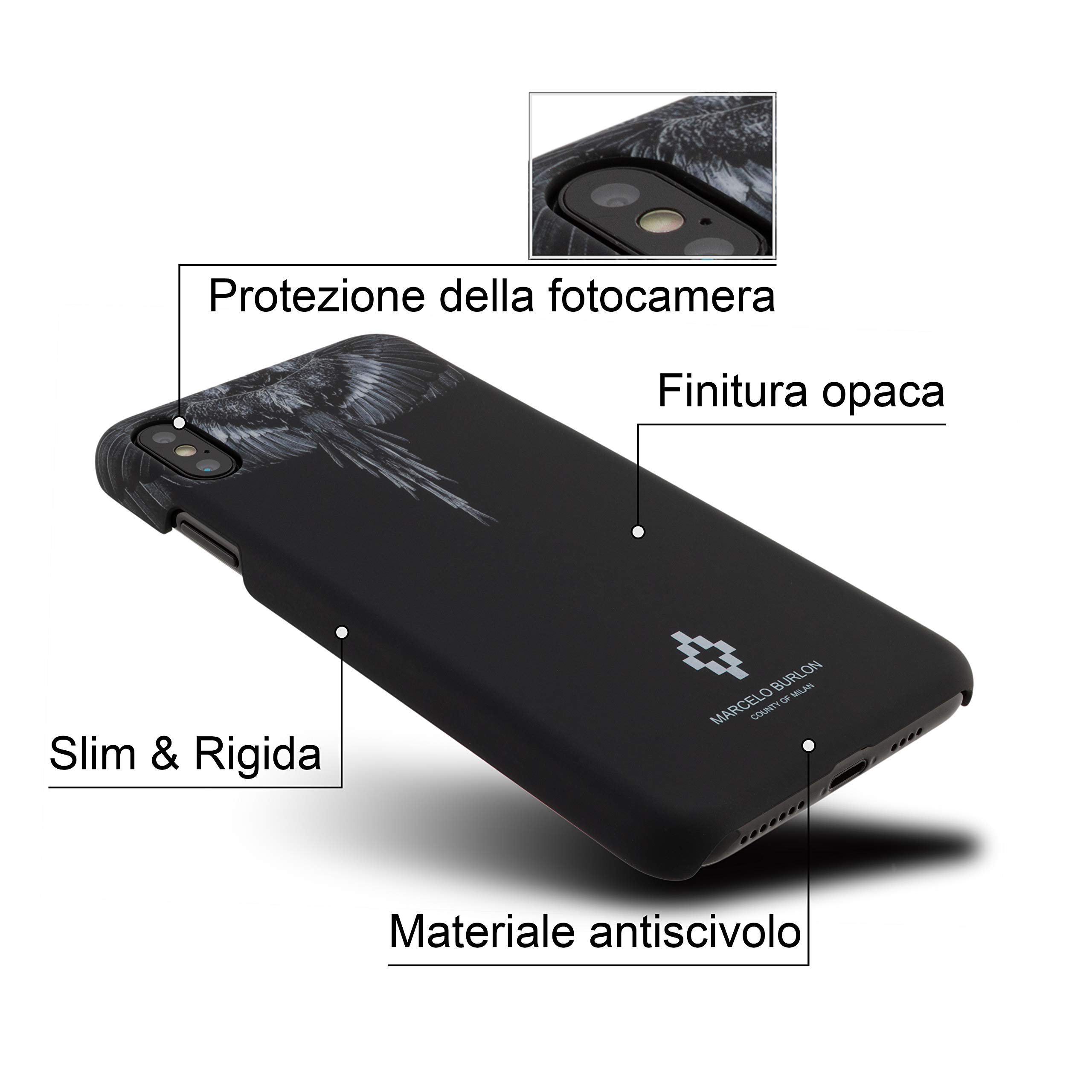 Marcelo Burlon County of Milan cover iPhone XS X vetro 9H