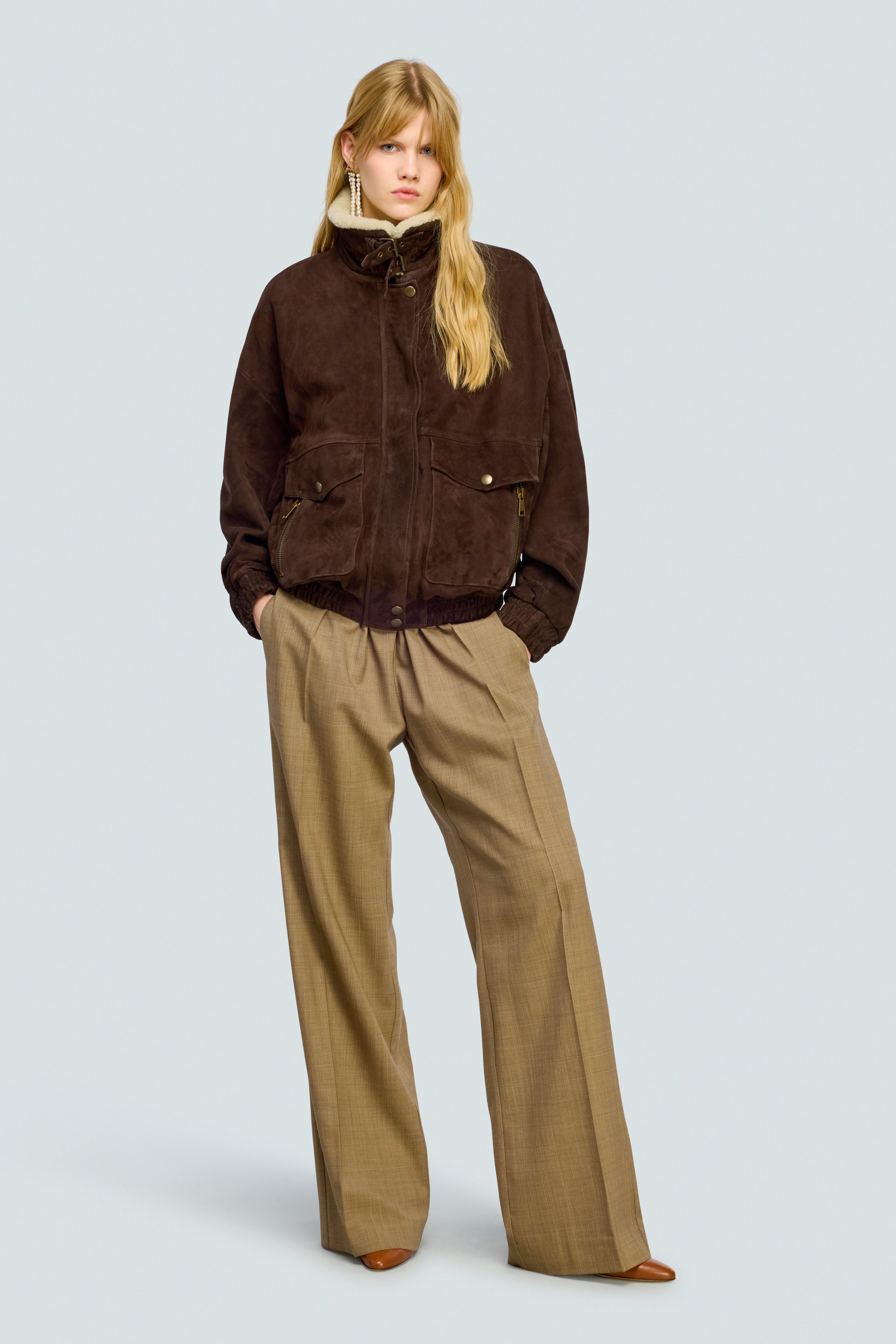 Semicouture Delia pantalone lana gamba dritta check