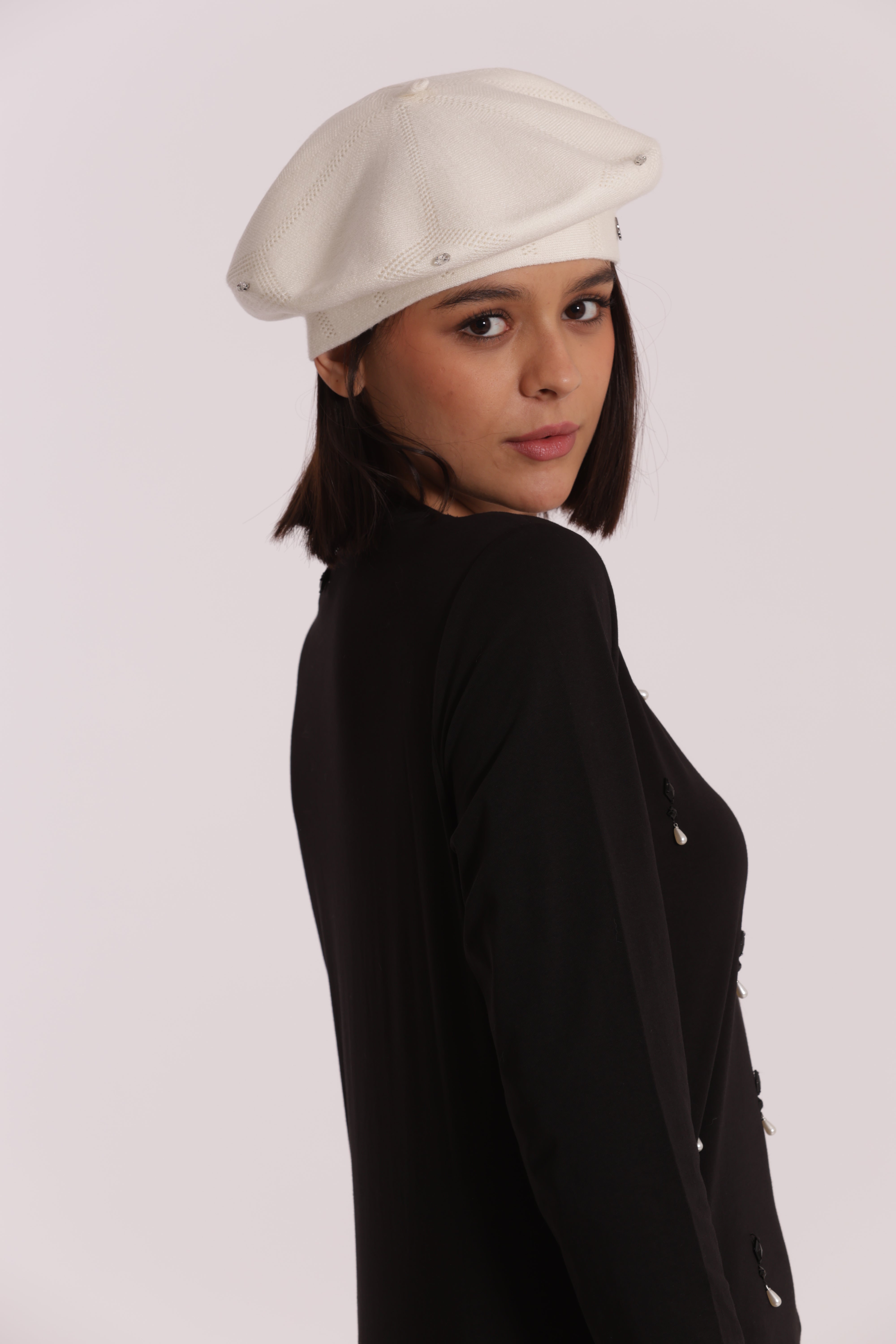 Mimi Mua Basco con Rivetto Strass Cappello Nero