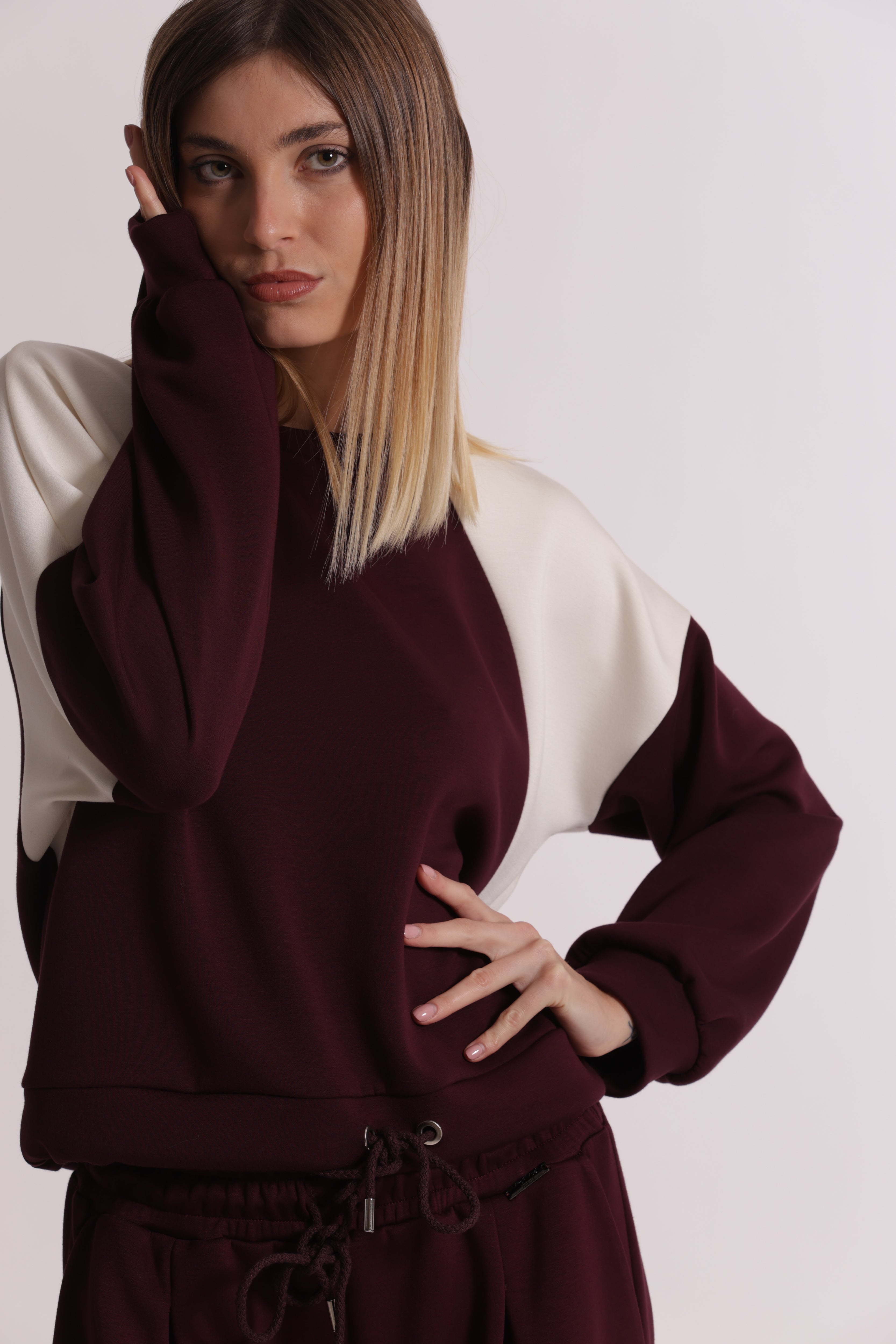 Mimi Mua felpa bicolor coulisse verde till leggera