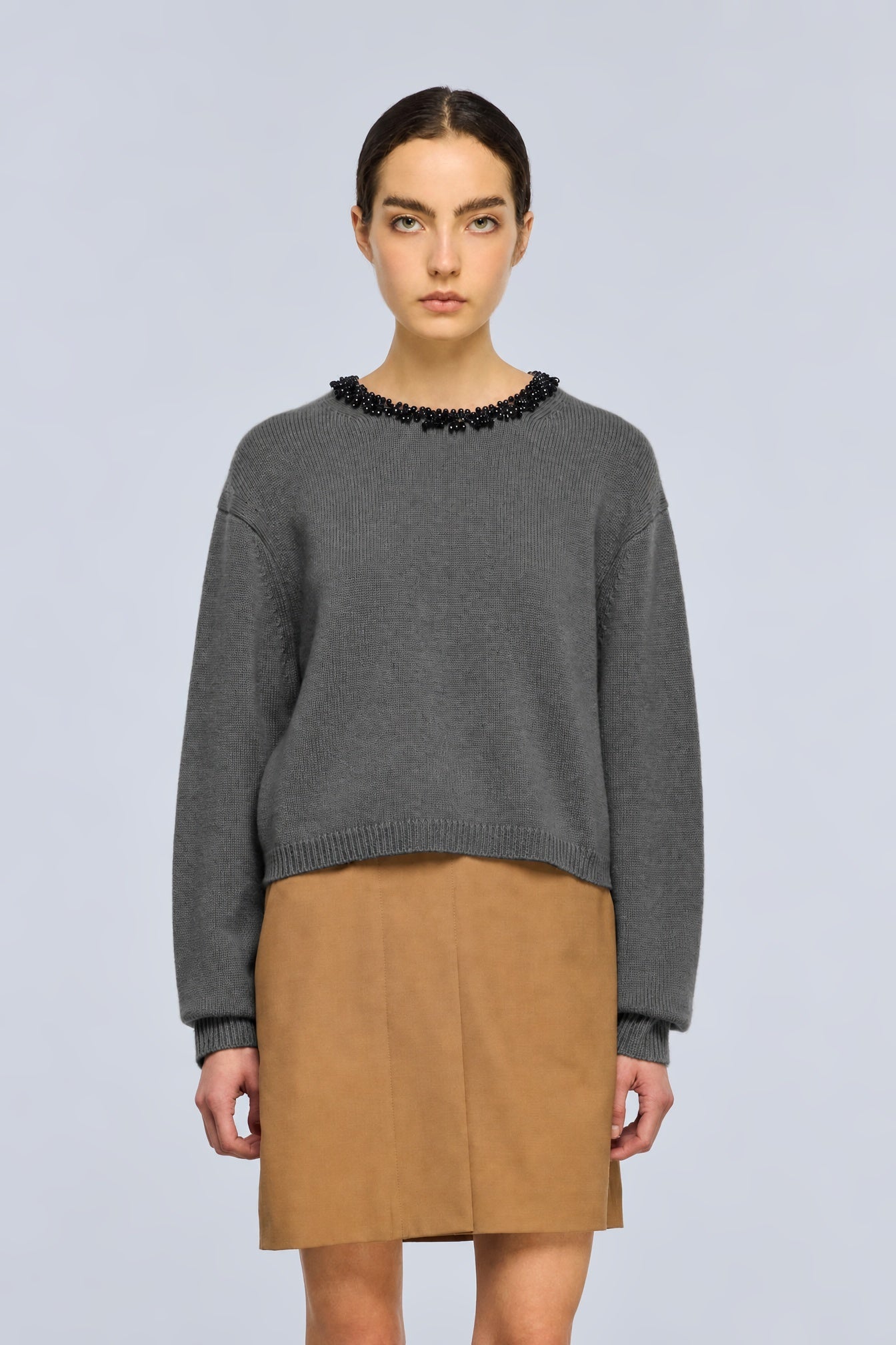 Semicouture Denny Maglia Cashmere Perline Nero