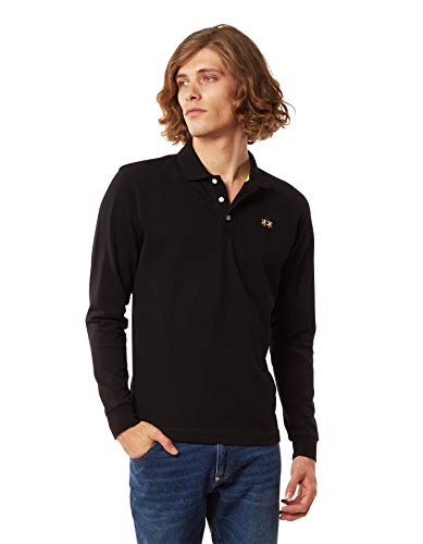 La Martina Man polo slim fit nera manica lunga L