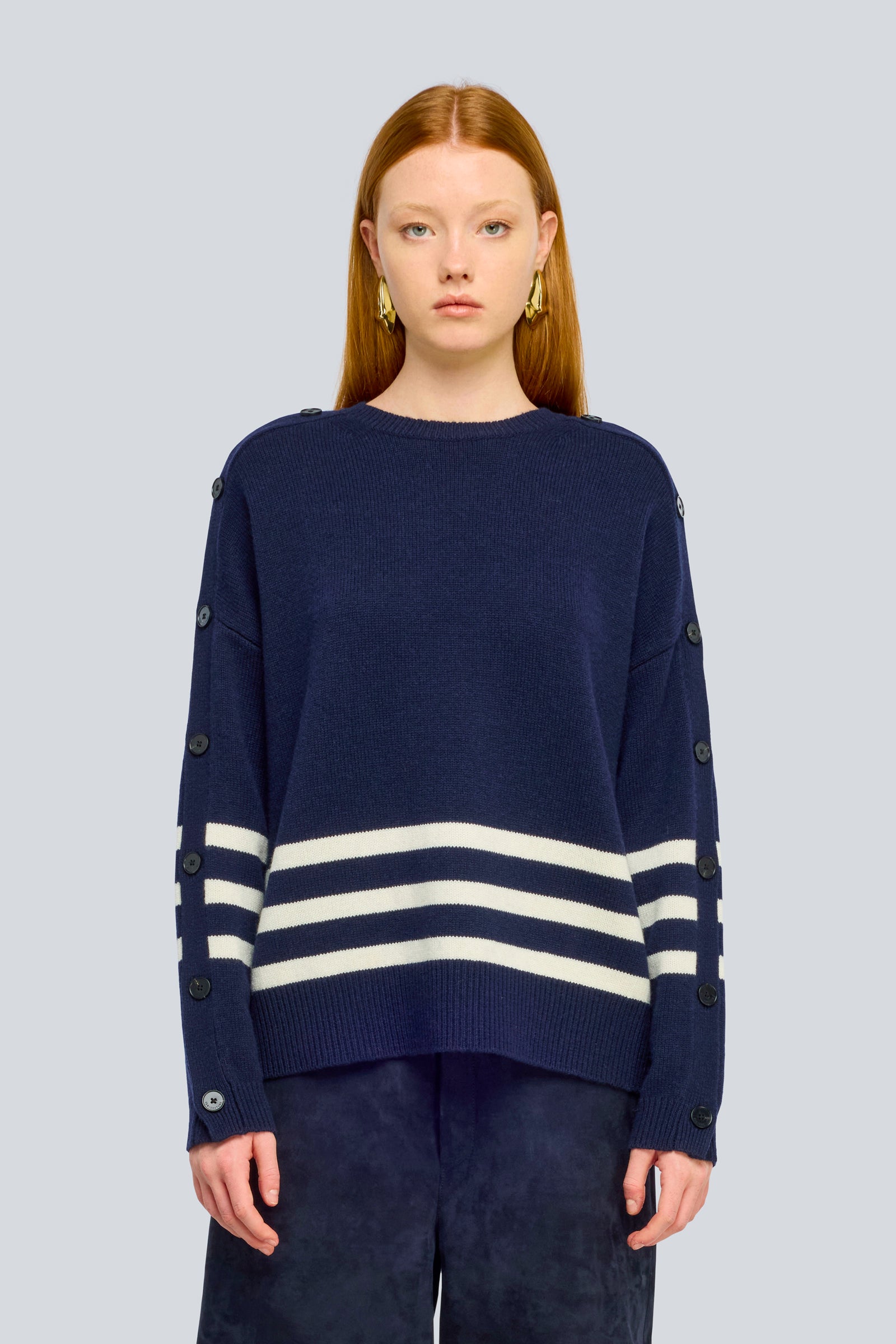 Semicouture Zena maglia grigia rigata cashmere