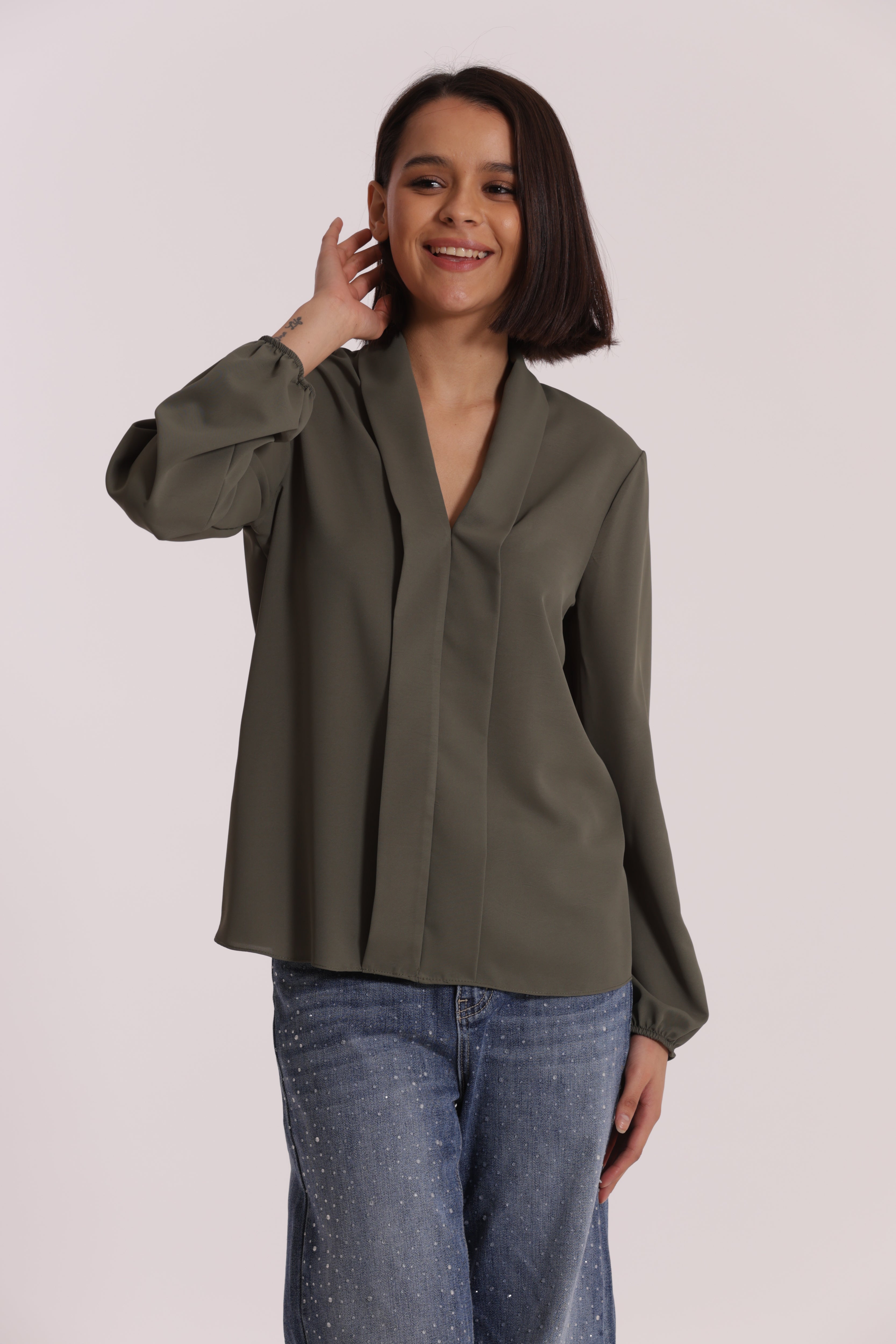 Mimi Mua Blusa con Pieghe Solton Nera