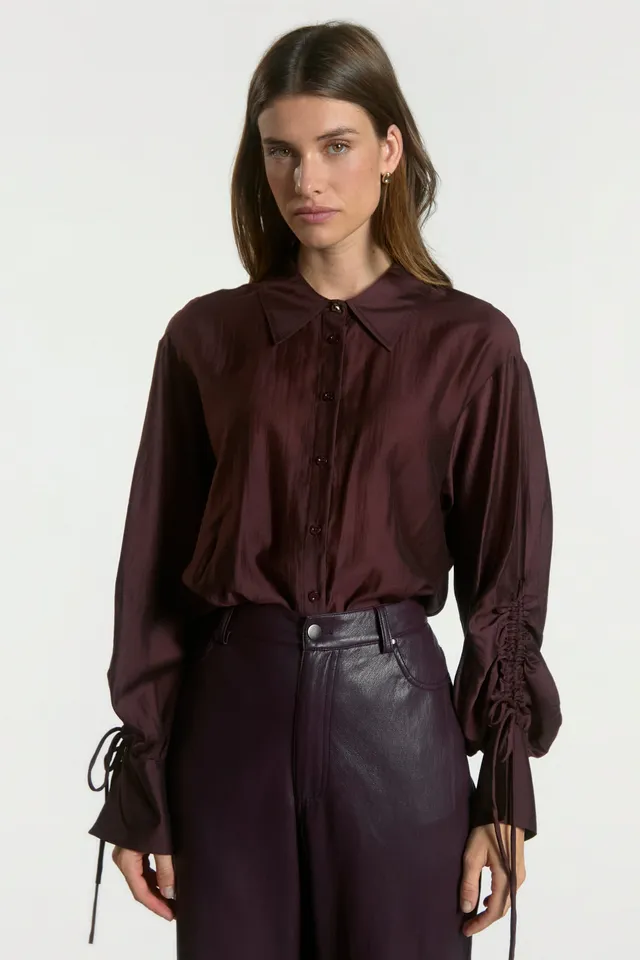 Aaiko Marel camicia bordeaux manica lunga