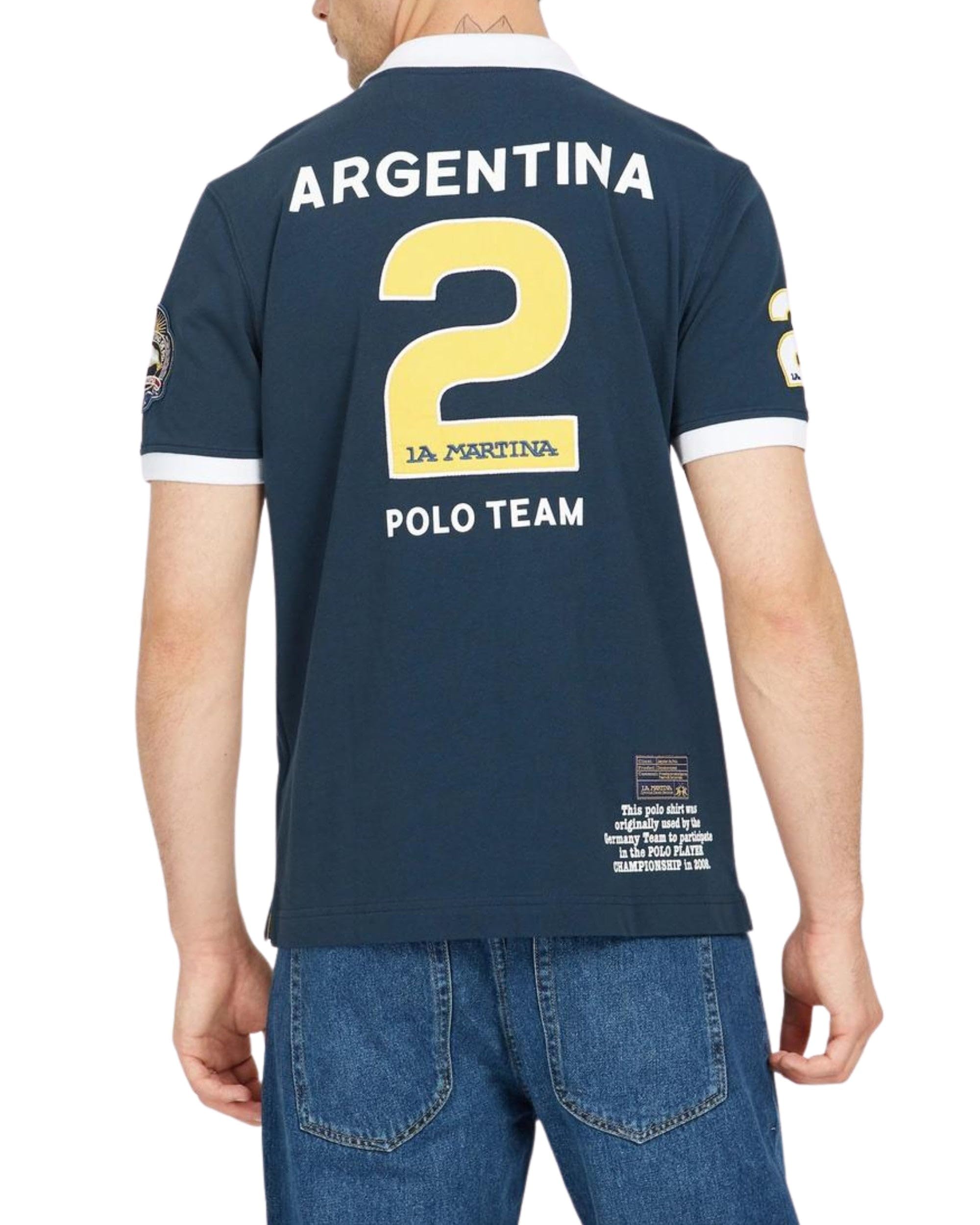 La Martina VMP606 Velibor Polo Navy Jersey Cotone