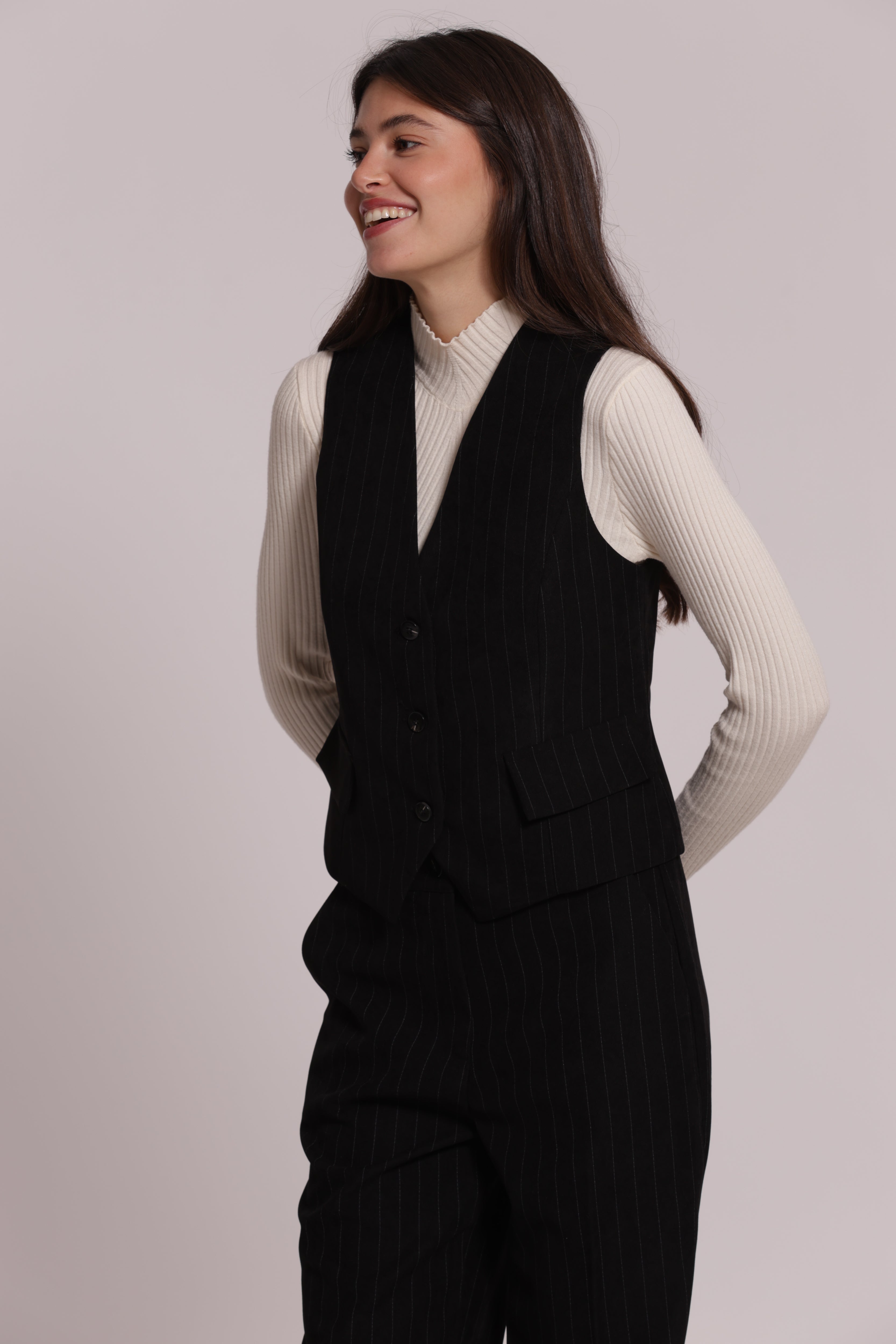 Mimi Mua Gilet Gessato moro sartoriale