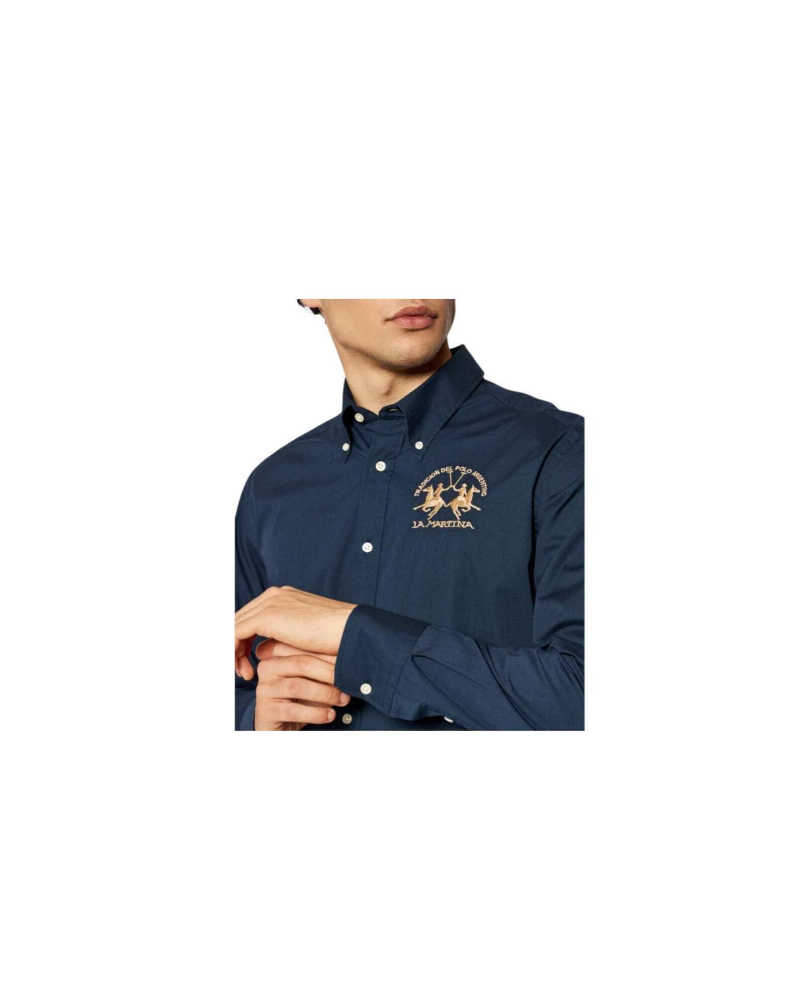 La Martina CCMC01PP483 camicia uomo blu L