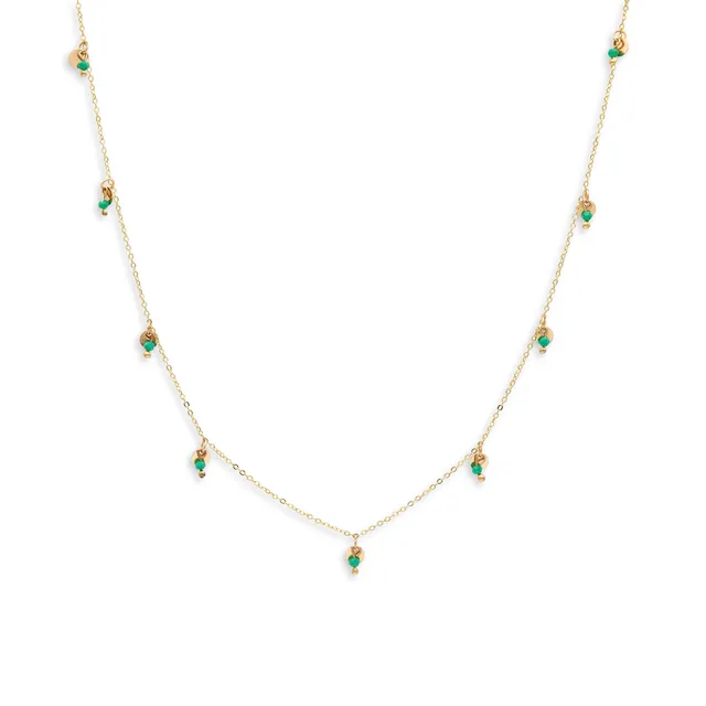 On Earth Duo collana ottone verde 50+5 cm