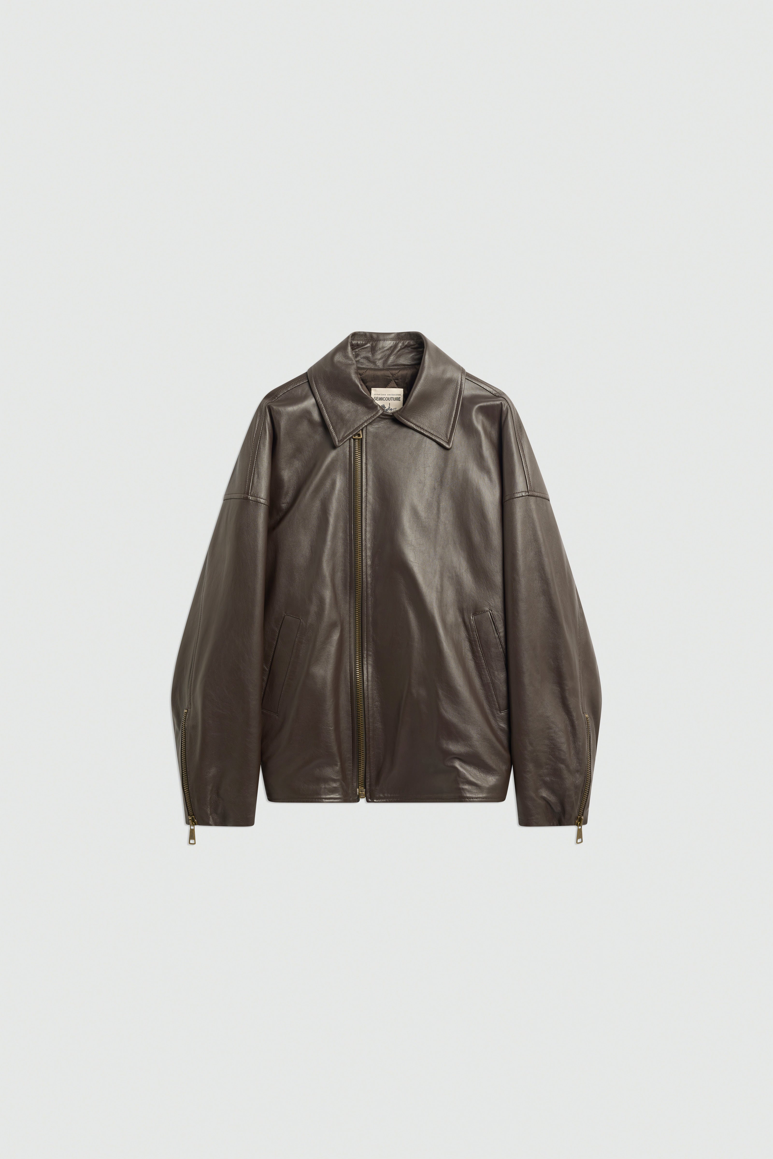 Semicouture Rue Y6WT16 bomber moka pelle