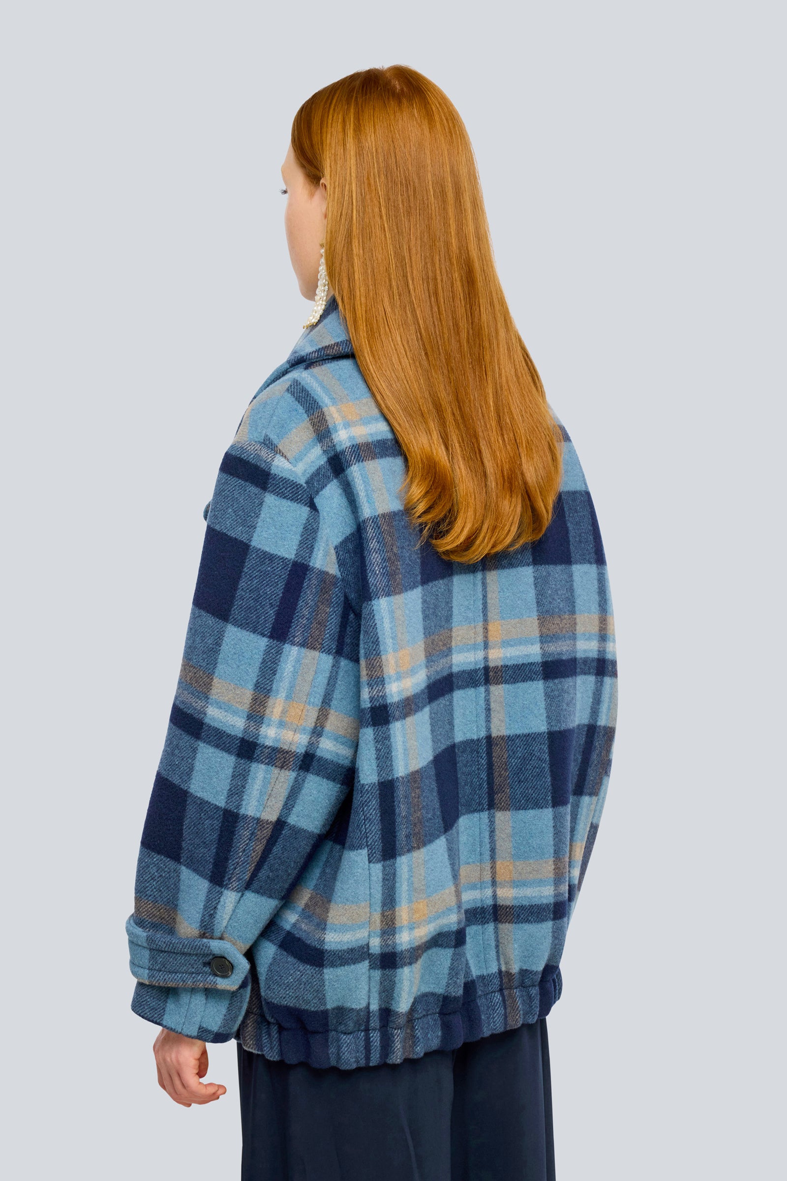 Semicouture Lizzy cappotto panno check atlantico