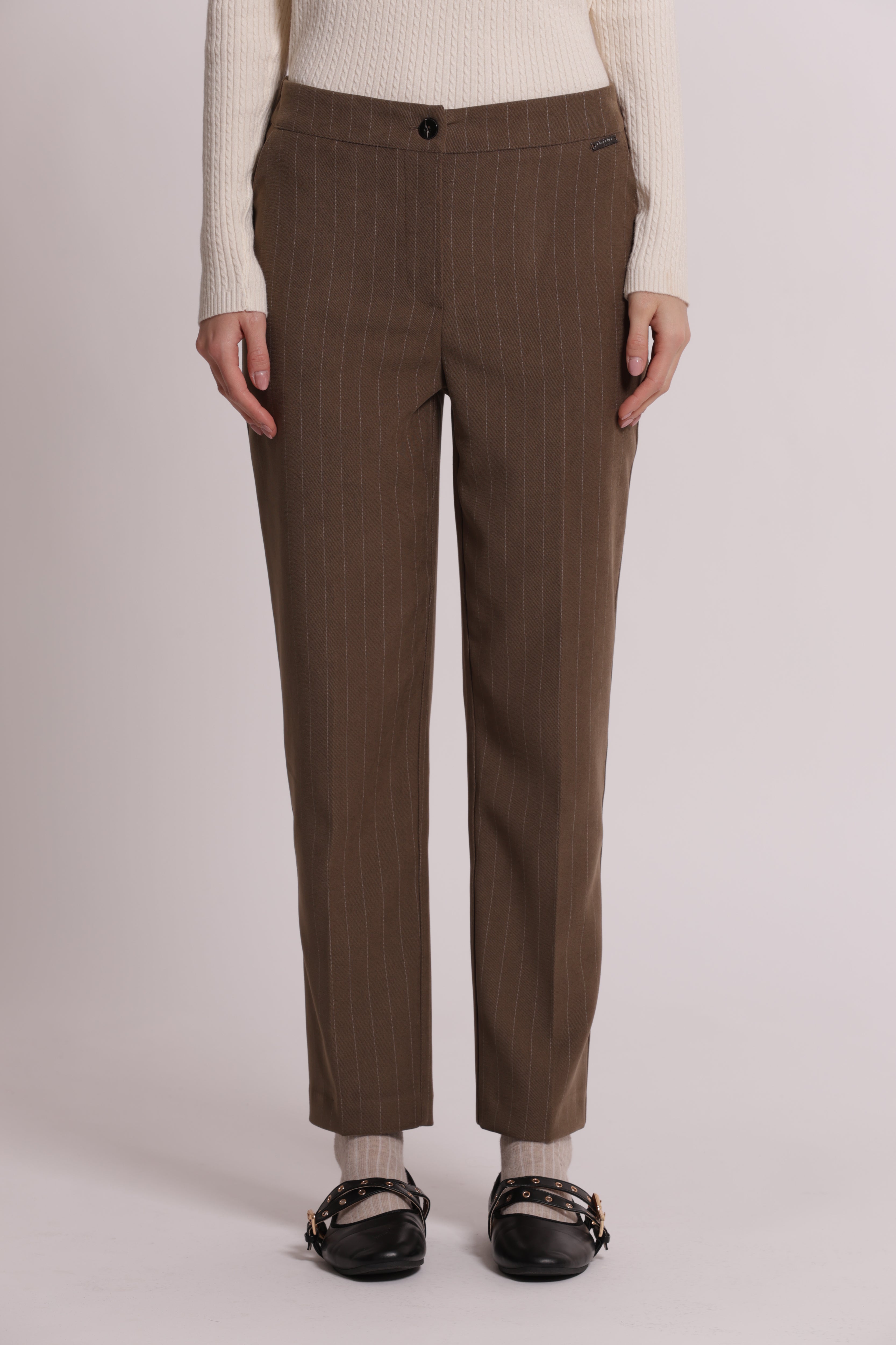 Mimi Mua pantalone sigaretta gessato pantalone nero