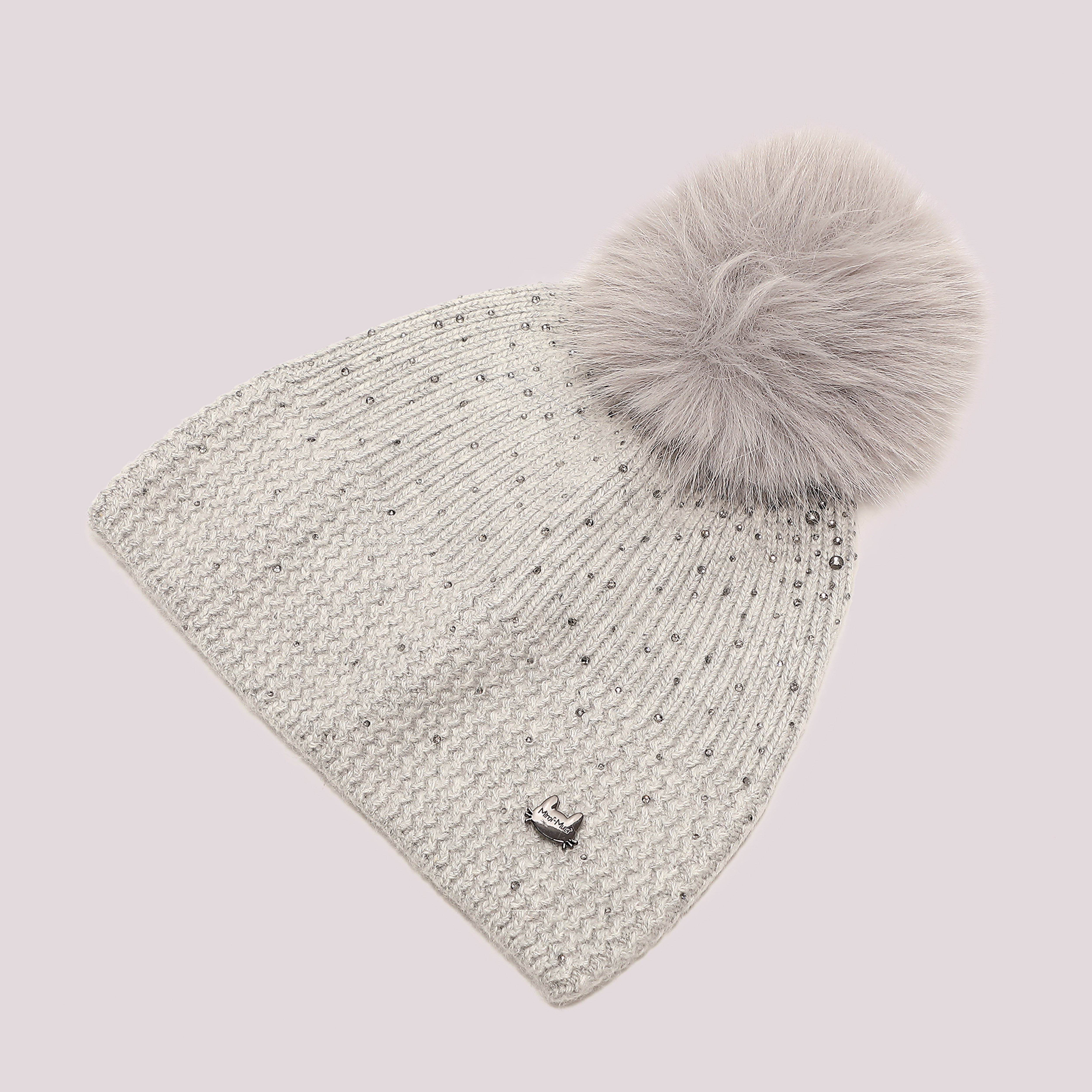 Mimi Mua Berretto Pioggia di Strass e Pon Pon cappello bianco