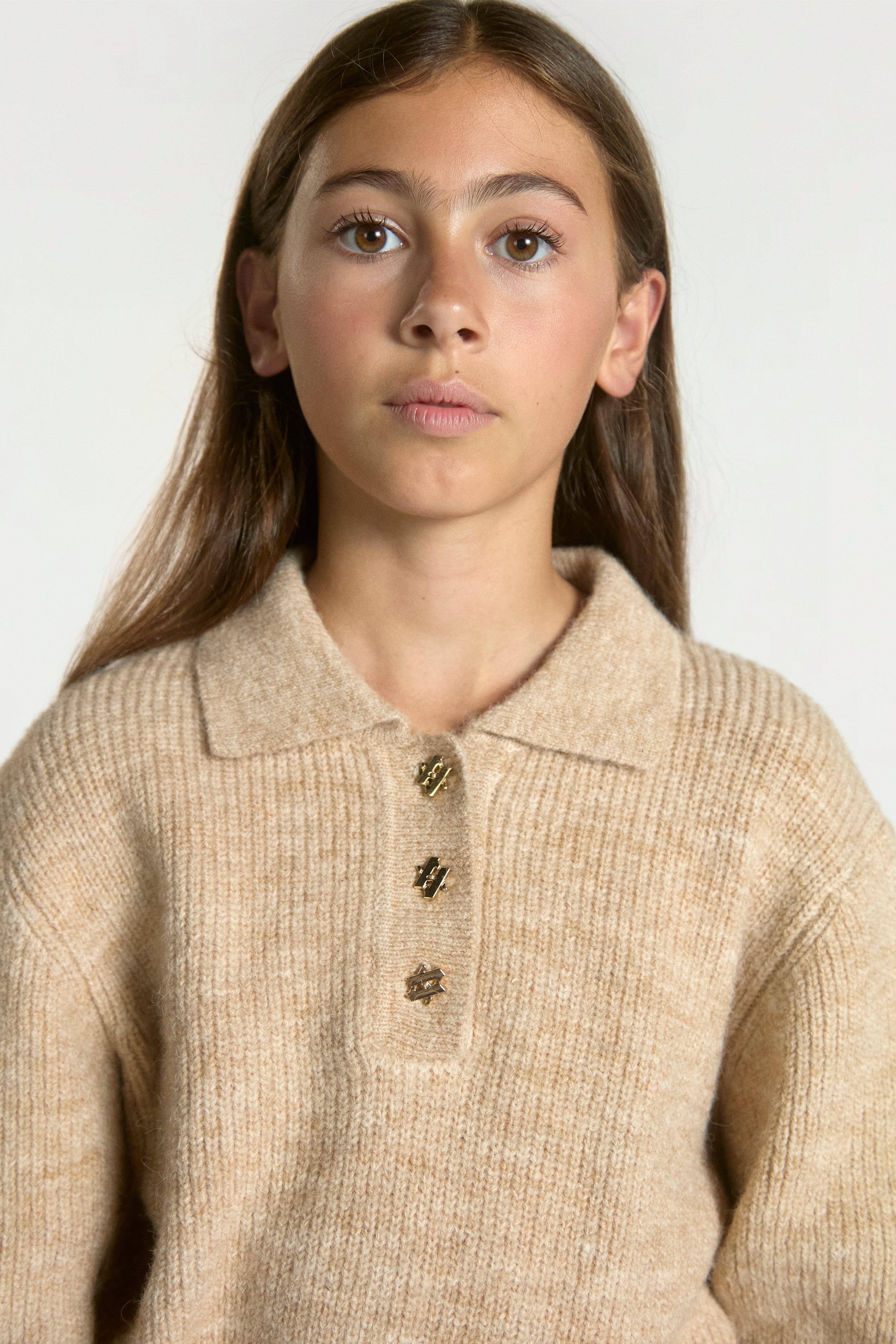 Aaiko Doux maglione beige collo polo