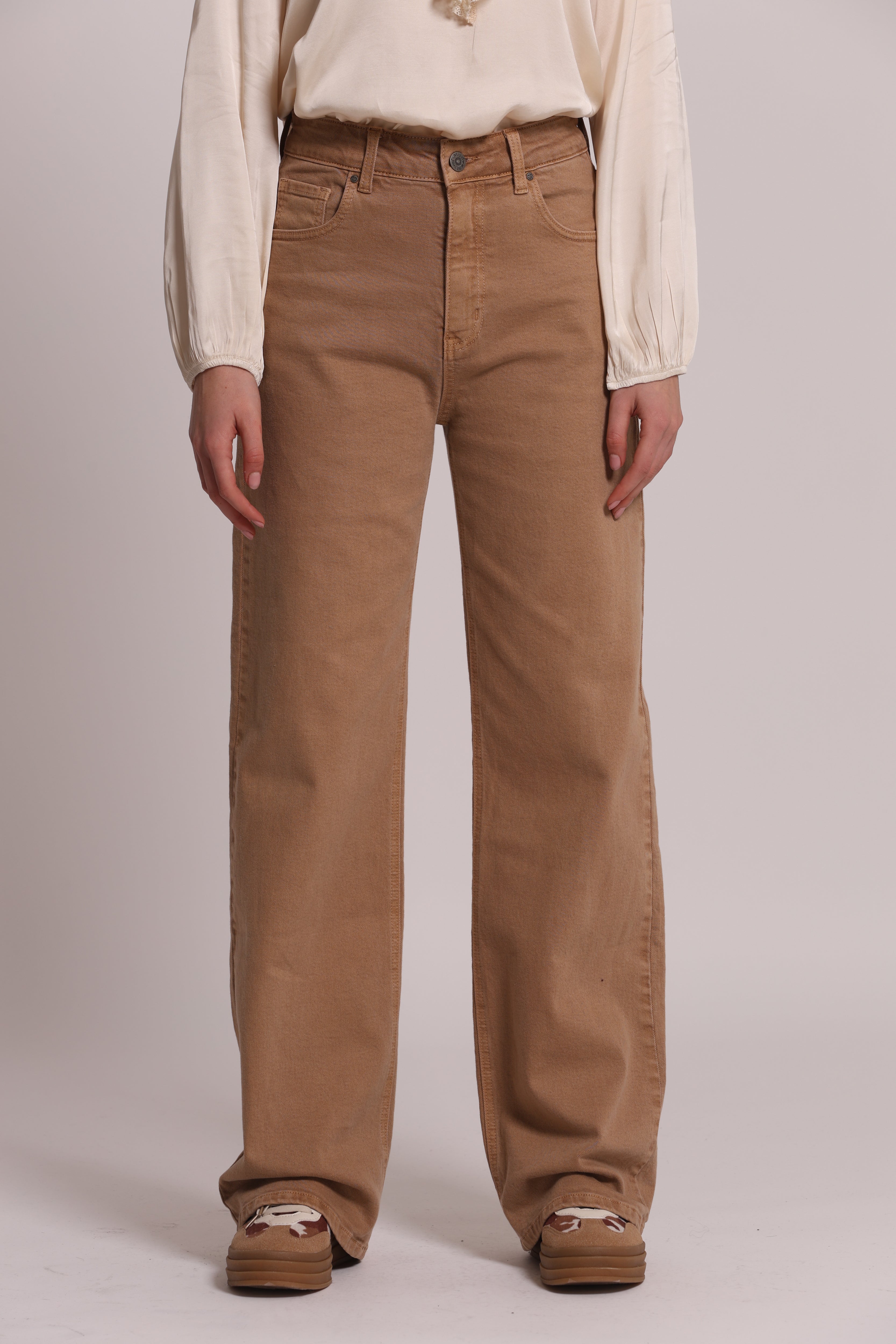 Mimi Mua Jeans Palazzo Colorato Cammello