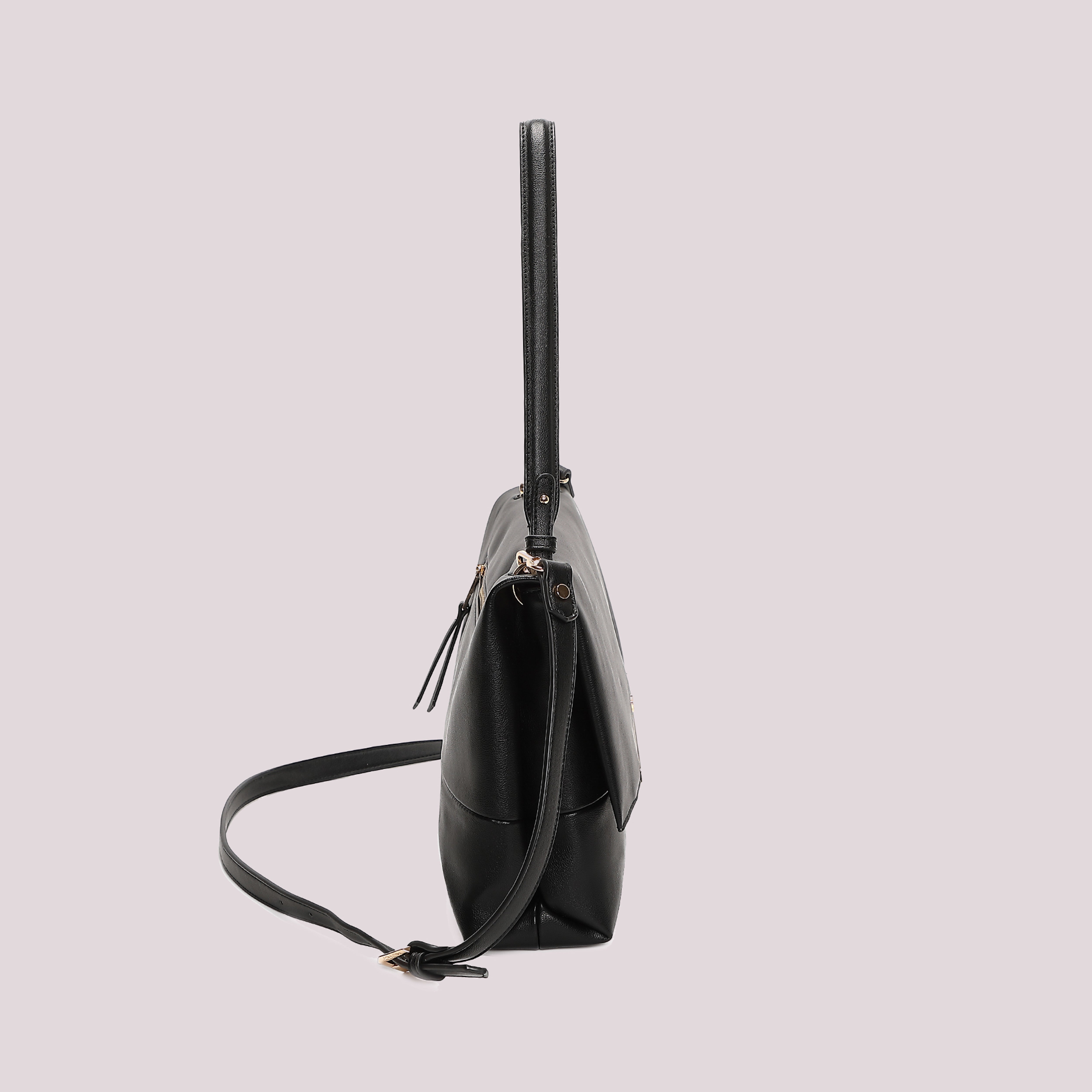 Mimi Mua Borsa a Spalla Dettaglio Dorato Nero