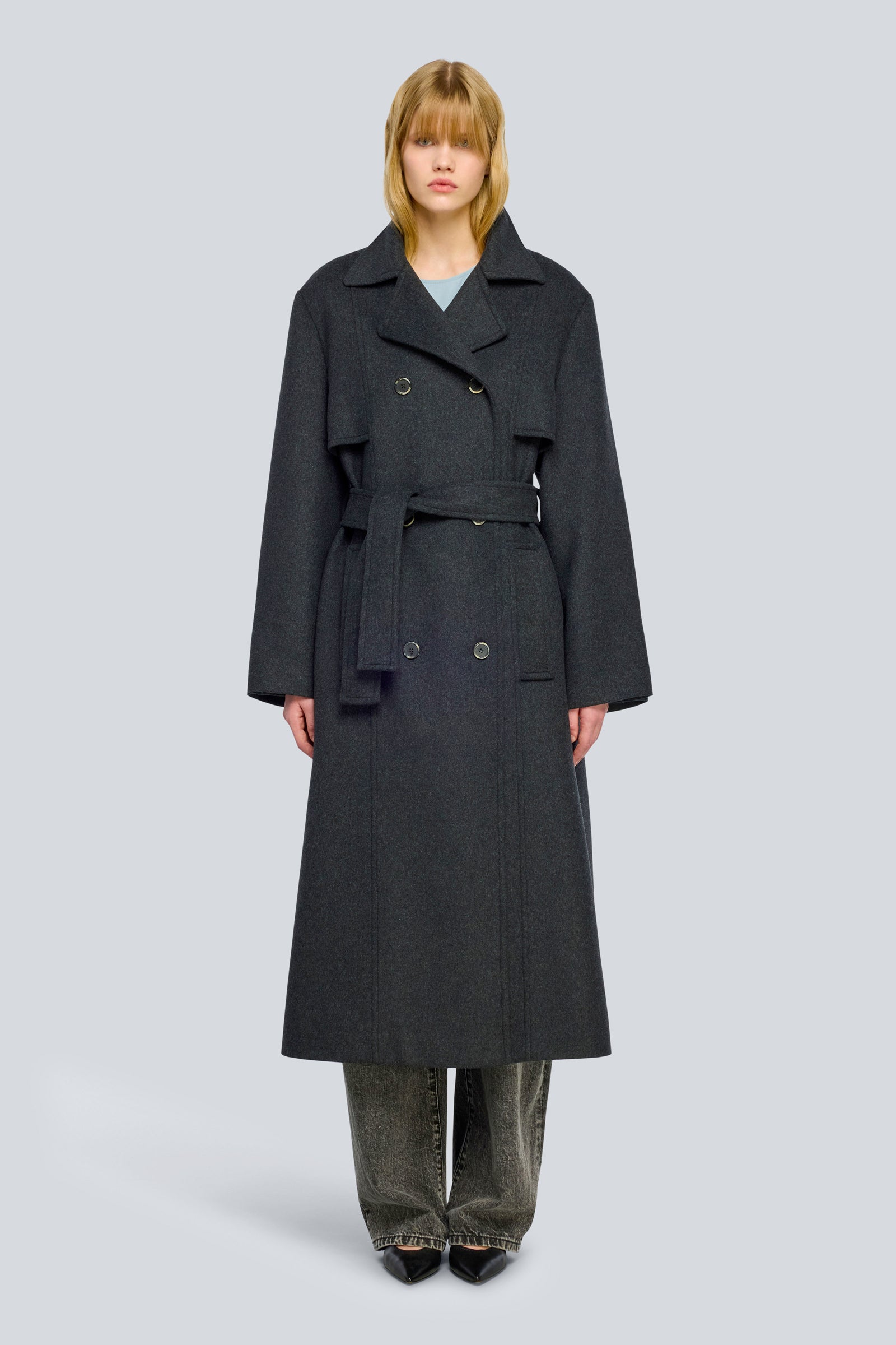 Semicouture Madelaine Y6WV62 trench grigio panno
