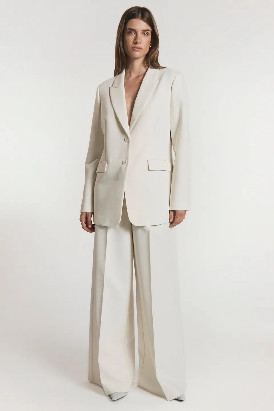 Aaiko Nore pantaloni crema gamba larga donna