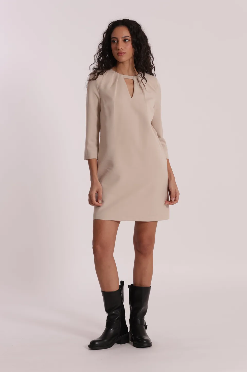 Mimi Mua Abito Corto Polyviscosa Piege Vestito Nero