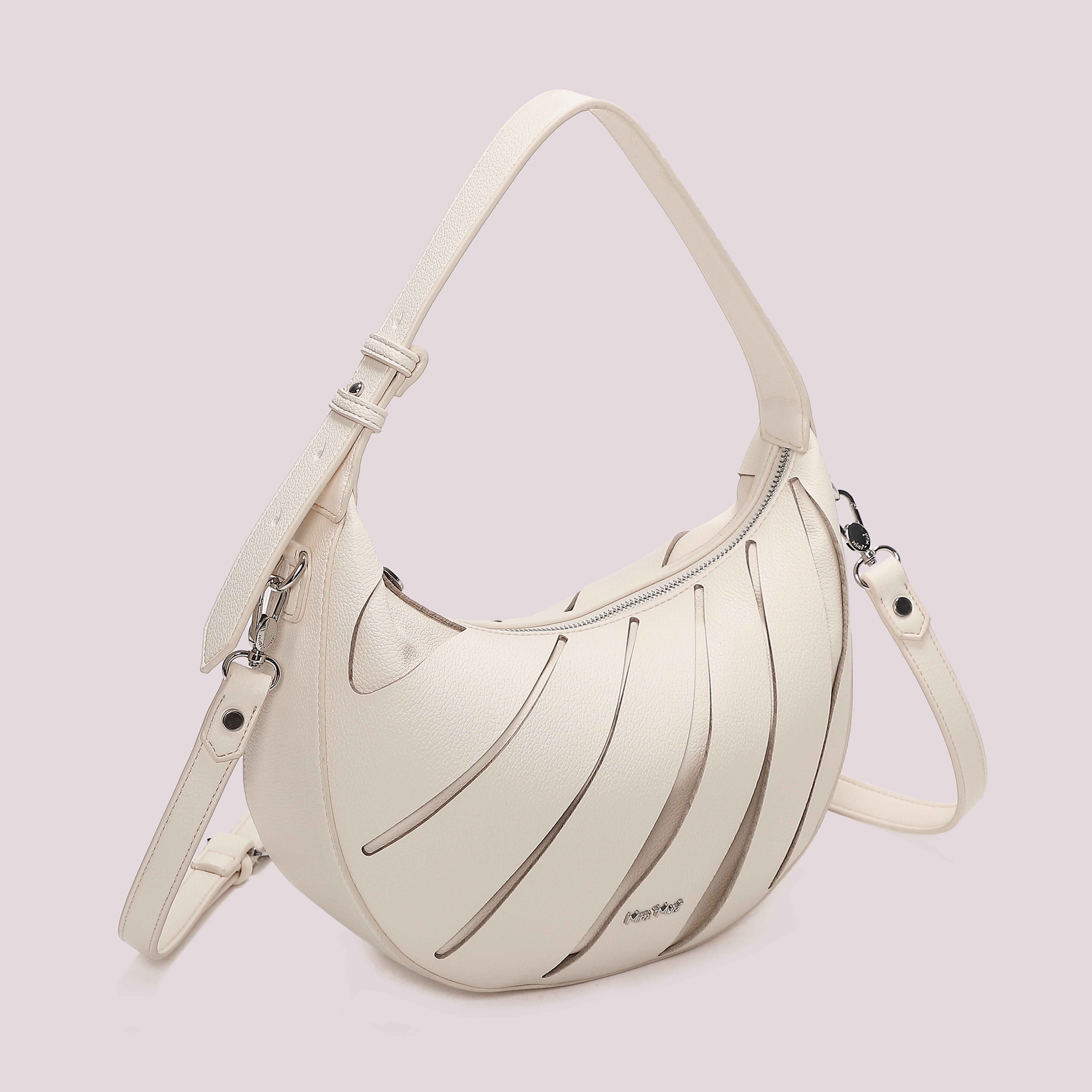 Mimi Mua Borsa Hobo Tagli Diagonali Panna