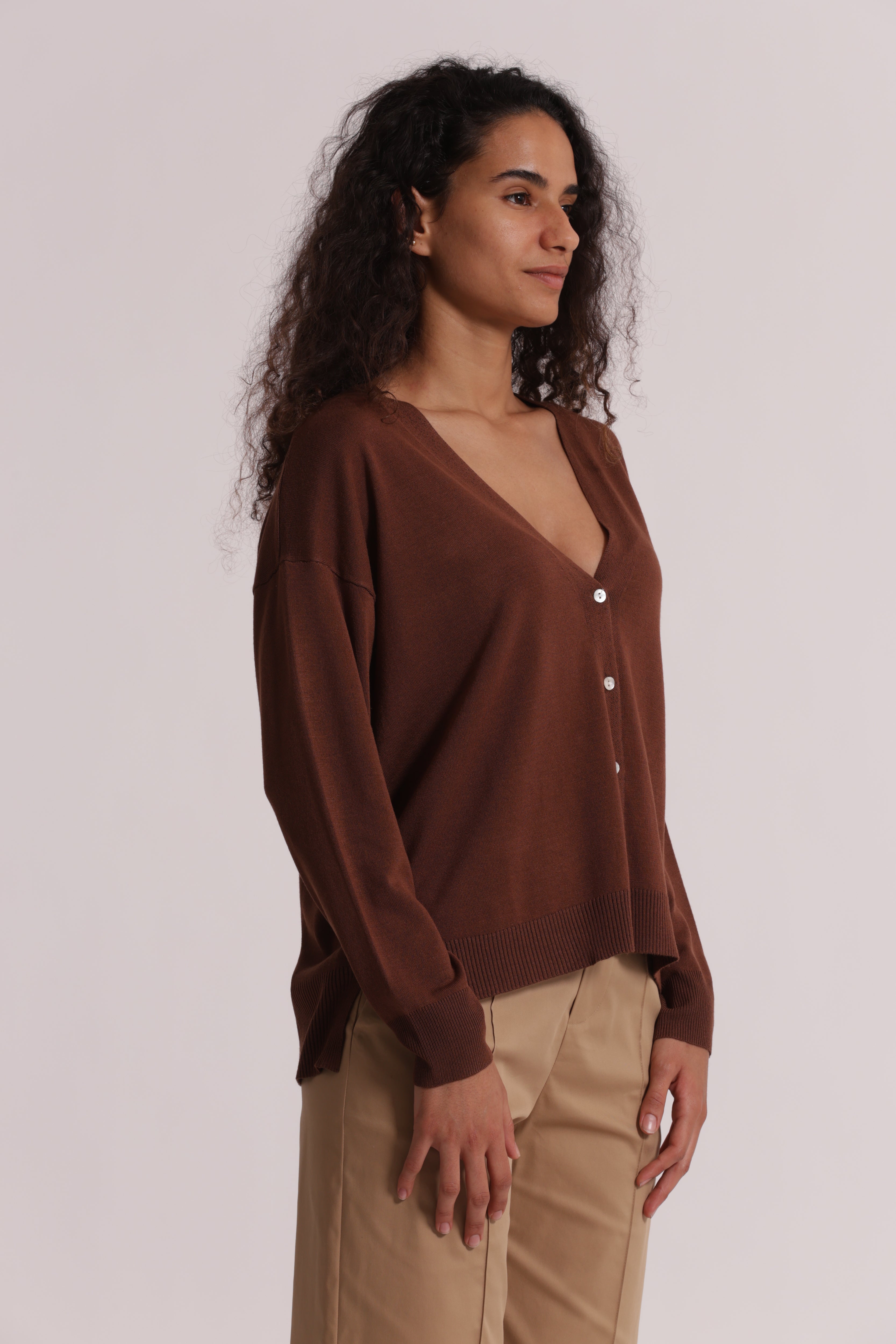 Mimi Mua Basic cardigan in maglia bianco viscosa